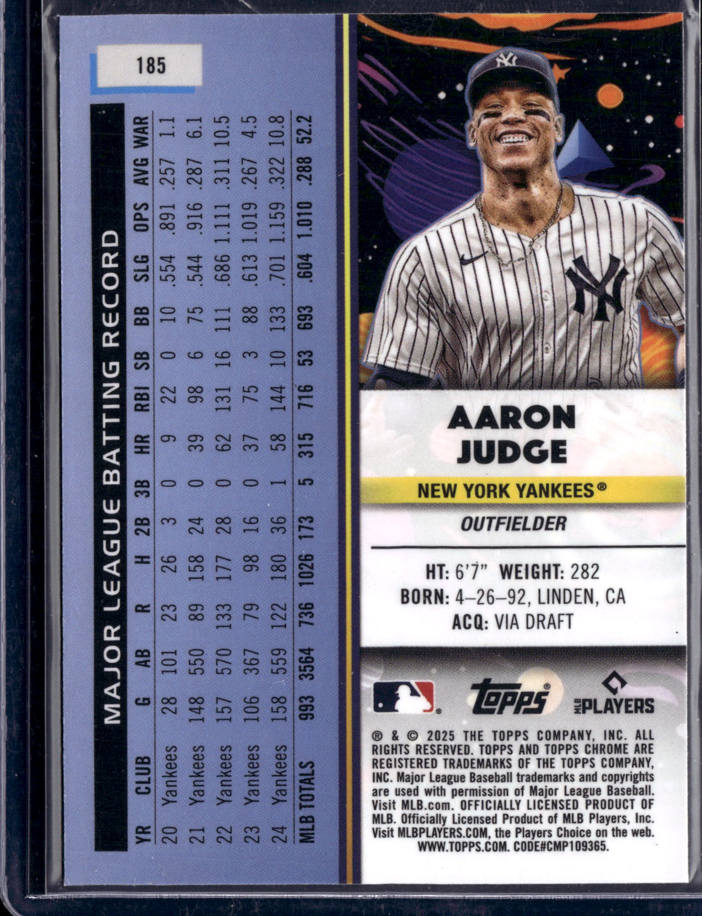 2025 Topps Chrome Aaron Judge #185