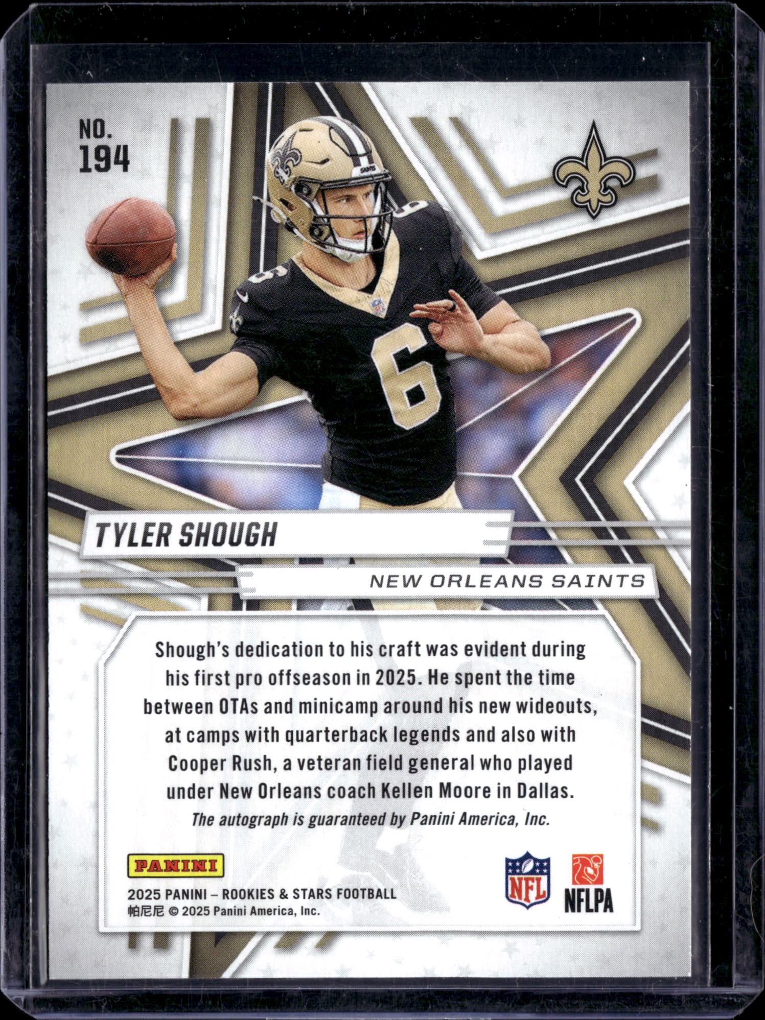 2025 Panini Rookies & Stars Tyler Shough AUTO #194 RC