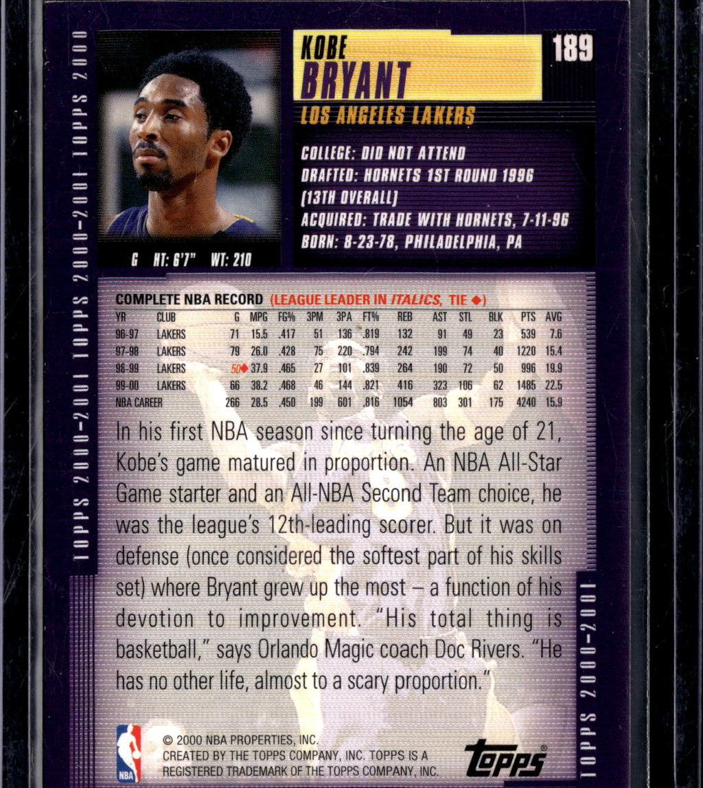 2000 Topps Kobe Bryant #189