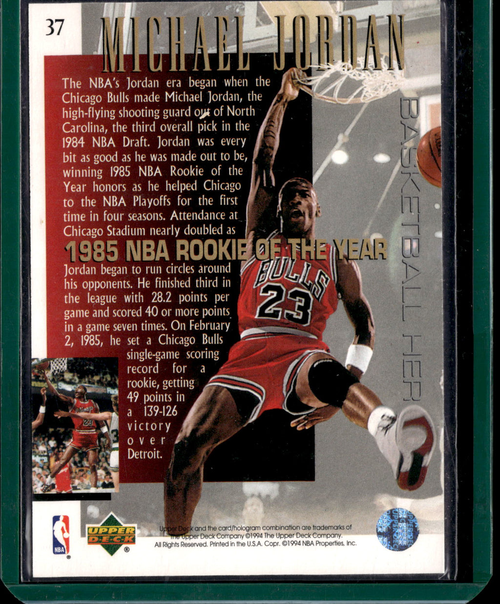 1994 Upper Deck Basketball Heroes Michael Jordan #37