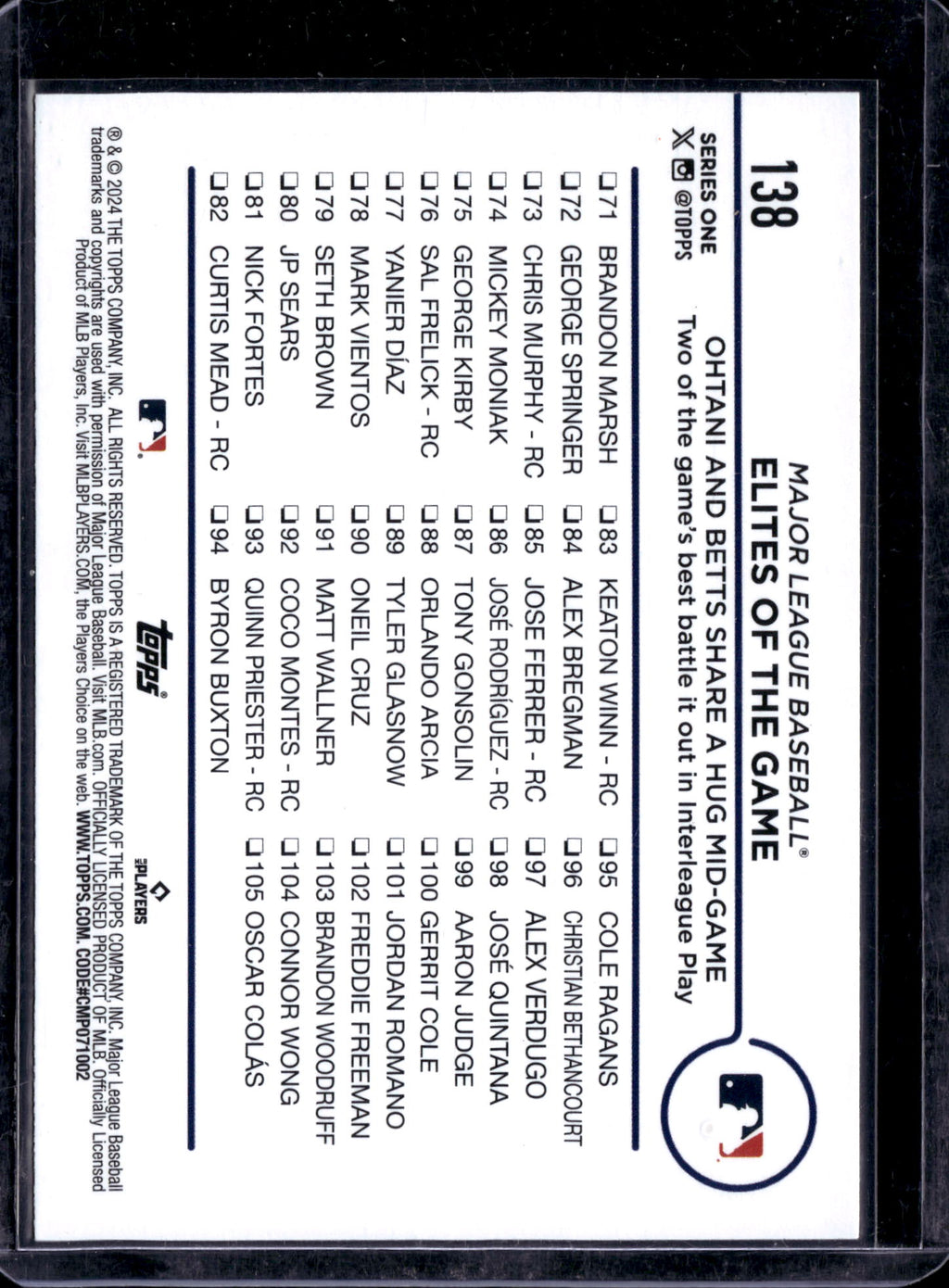 2024 Topps Series One Mookie Betts Shohei Ohtani #138
