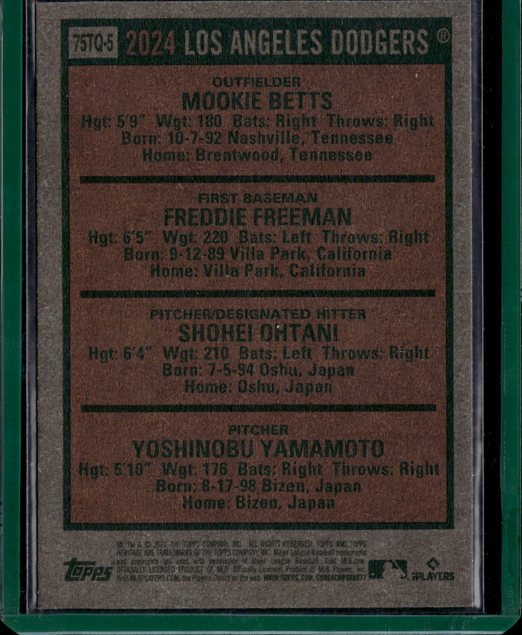 2024 Topps Heritage  Betts Yoshinobu Yamamoto Shohei Ohtani Freddie Freeman 75