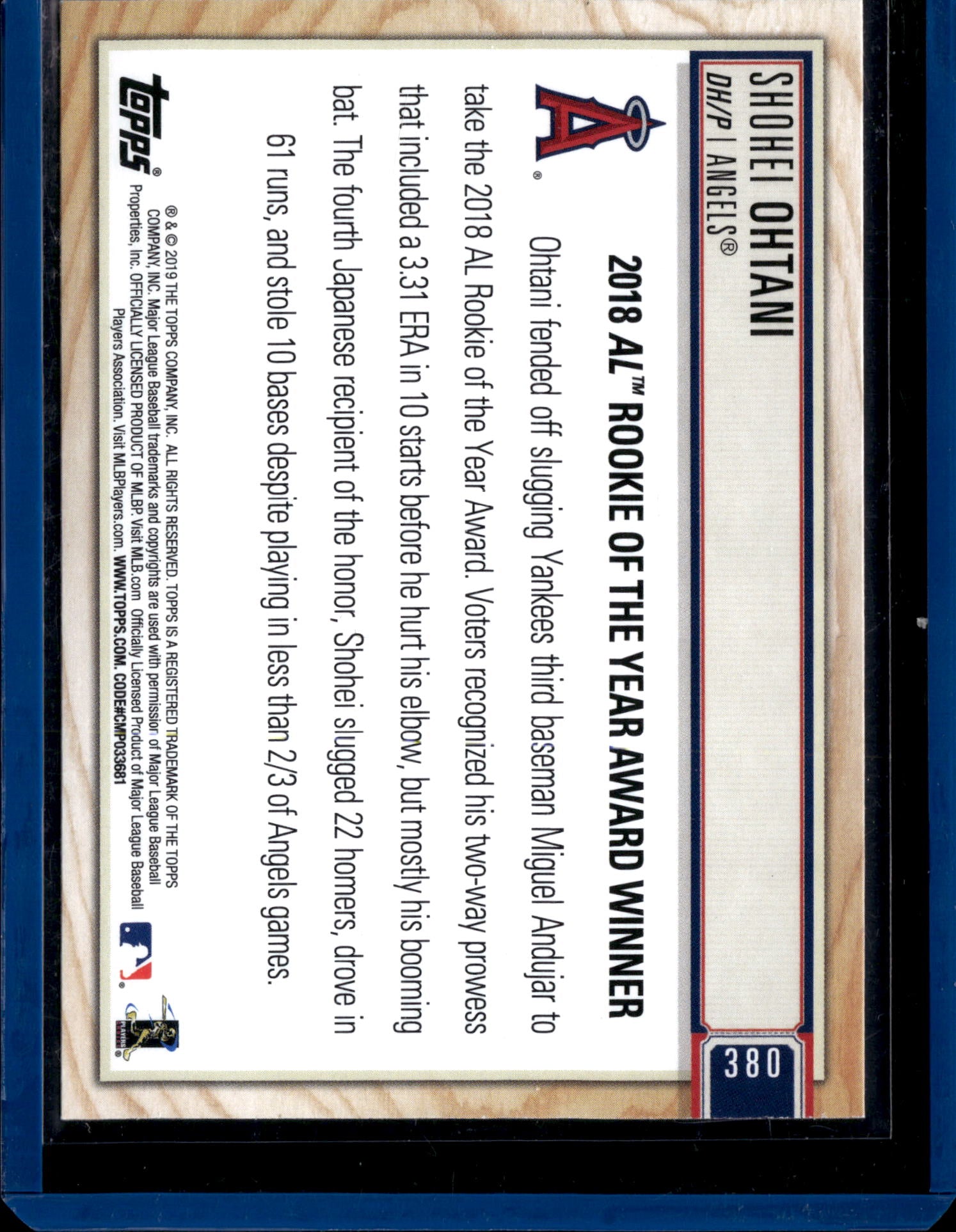 2019 Topps Big League Shohei Ohtani #380