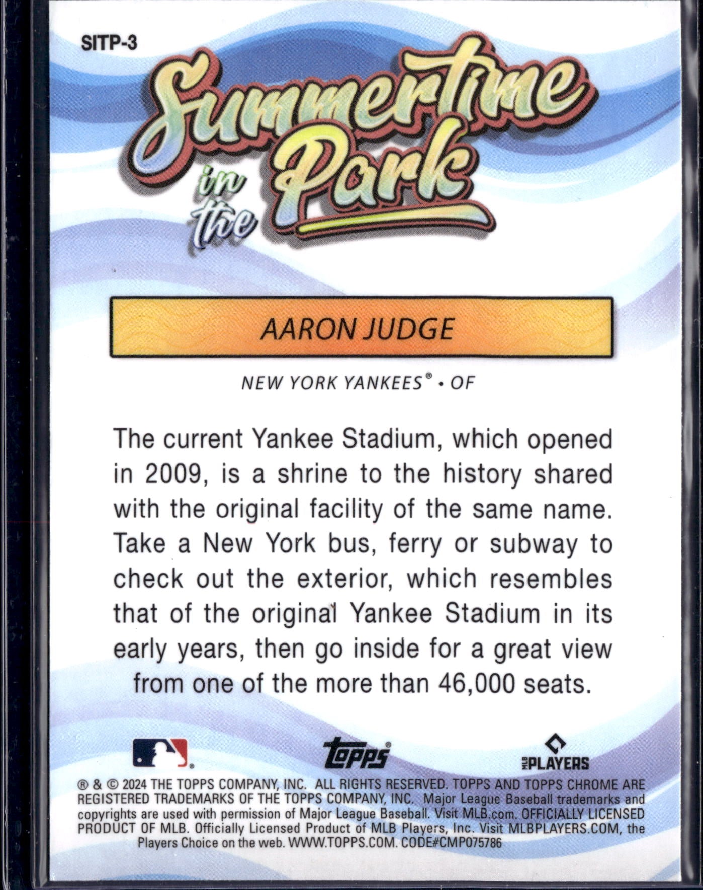 2024 Topps Chrome Summertime in the Park Aaron Judge #SITP-3