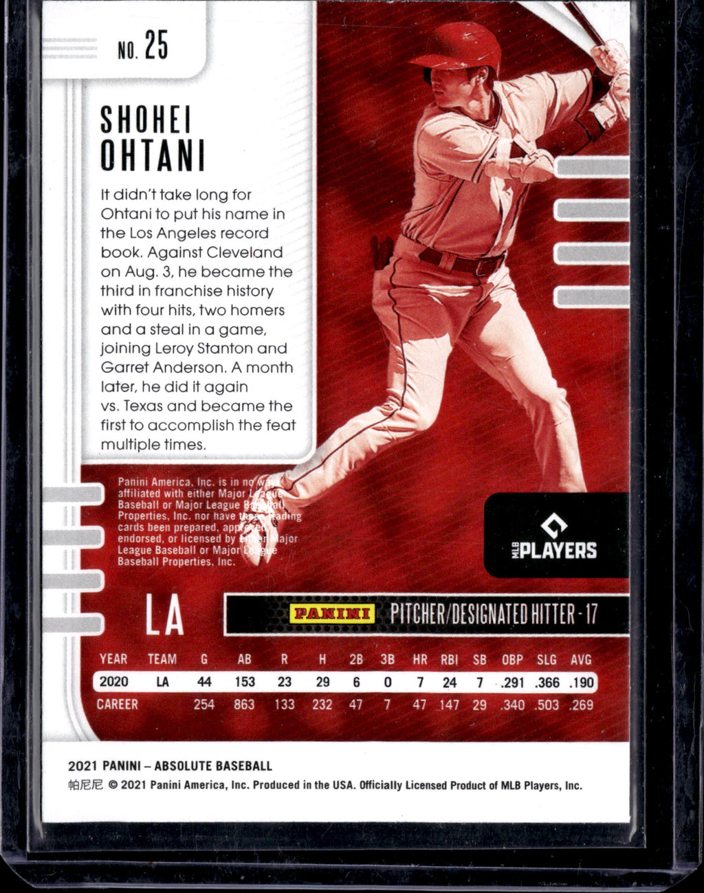 2021 Panini Absolute Baseball Shohei Ohtani #25