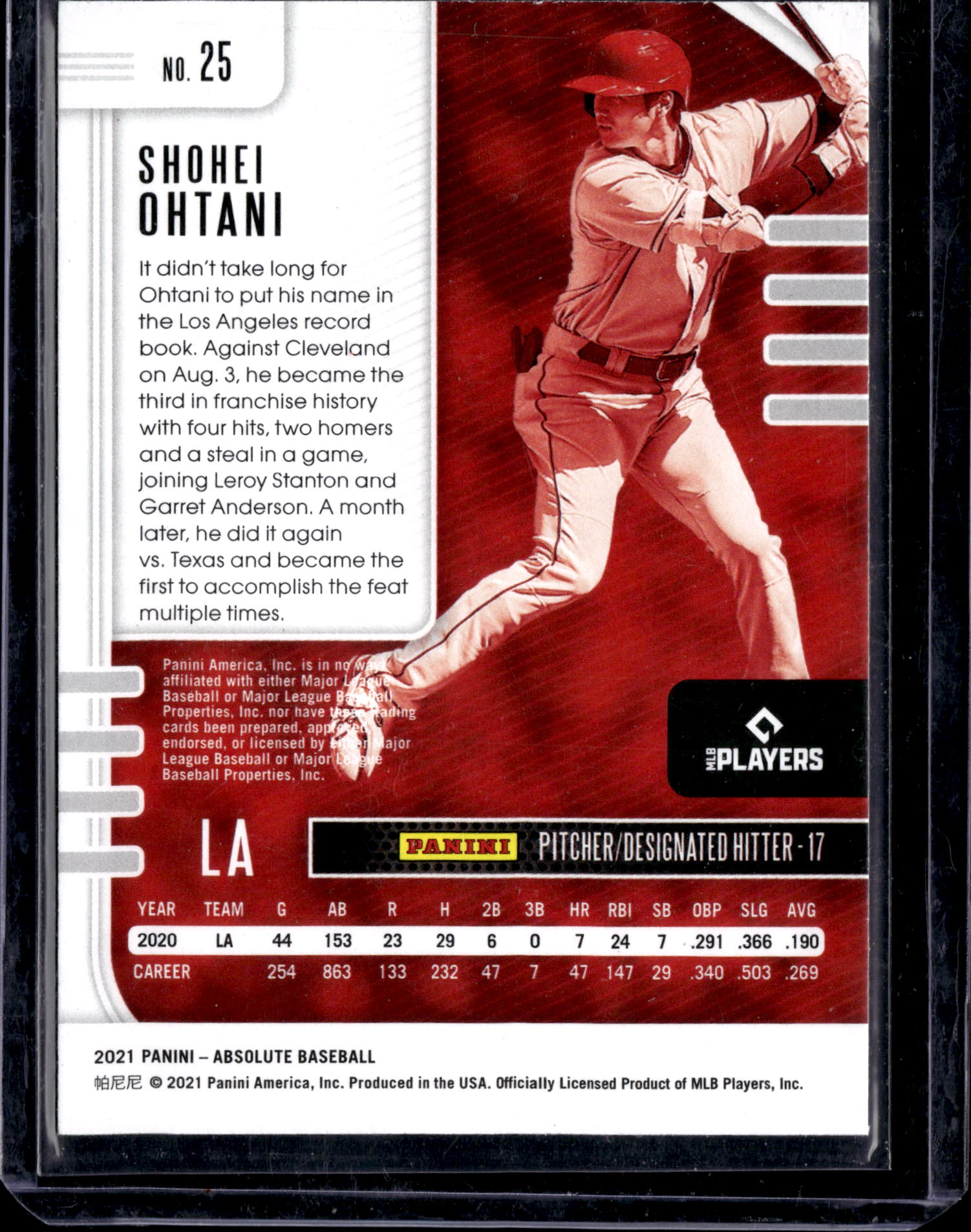 2021 Panini Absolute Baseball Shohei Ohtani #25