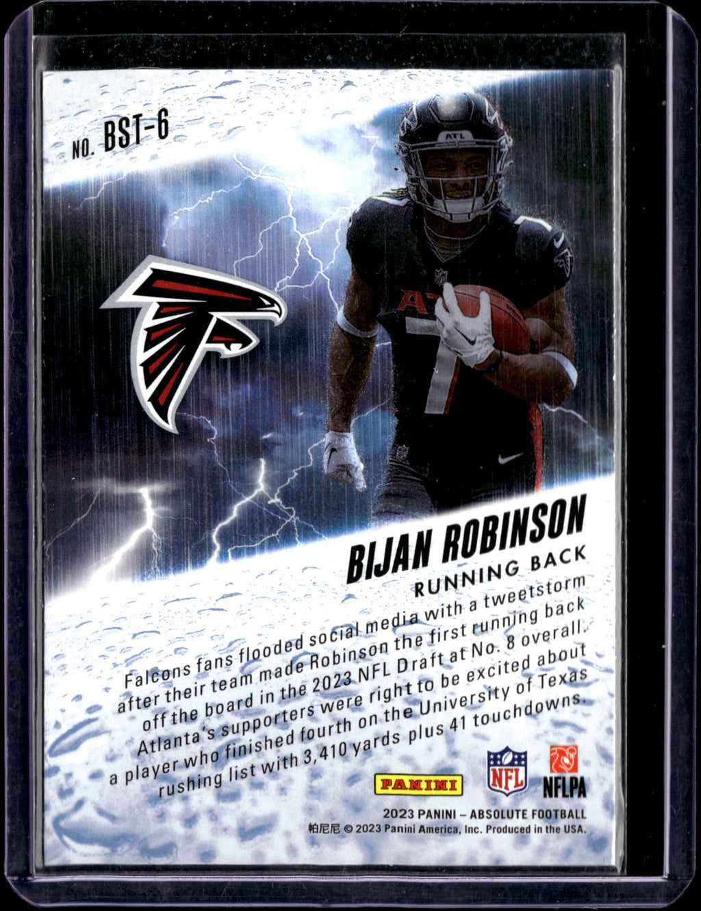 2023 Panini Absolute By Storm Bijan Robinson #BST-6 RC