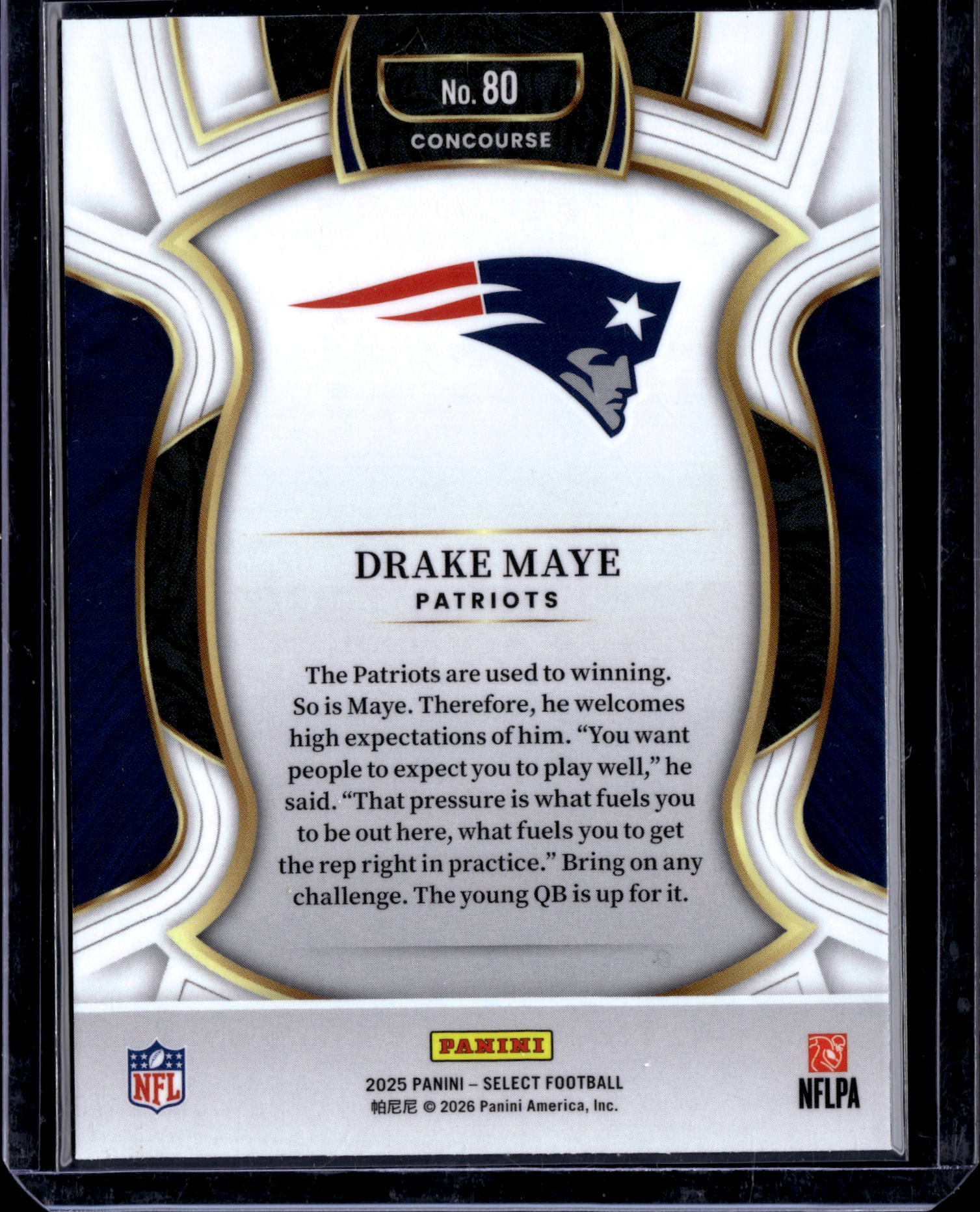 2026 Panini Select Football Concourse Drake Maye #80 Black