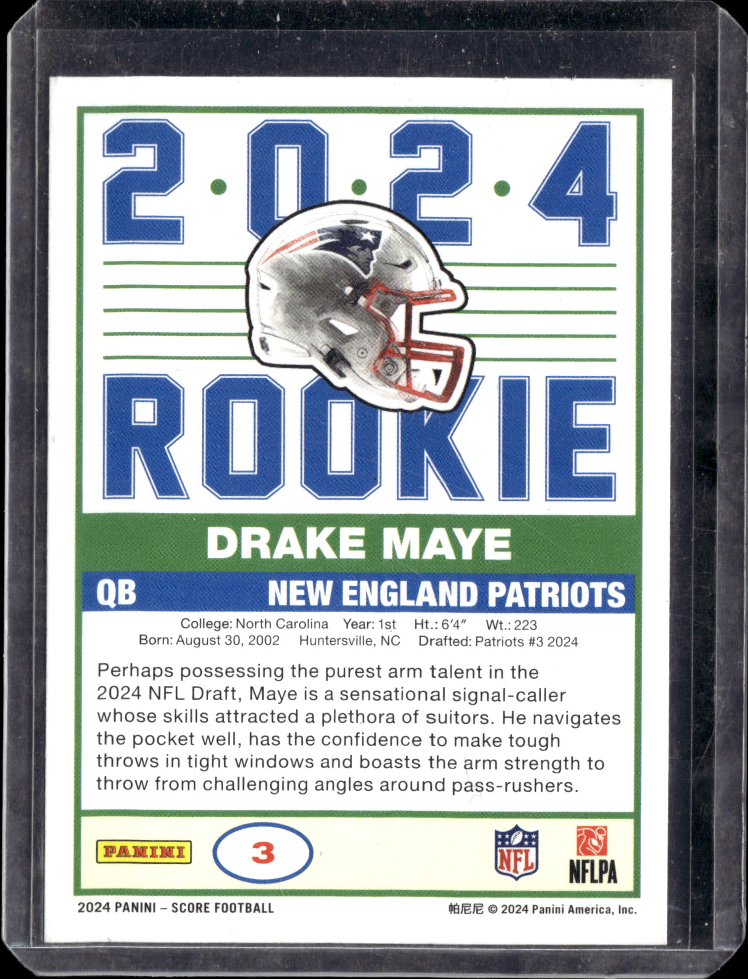 2024 Panini Score Football Drake Maye #3