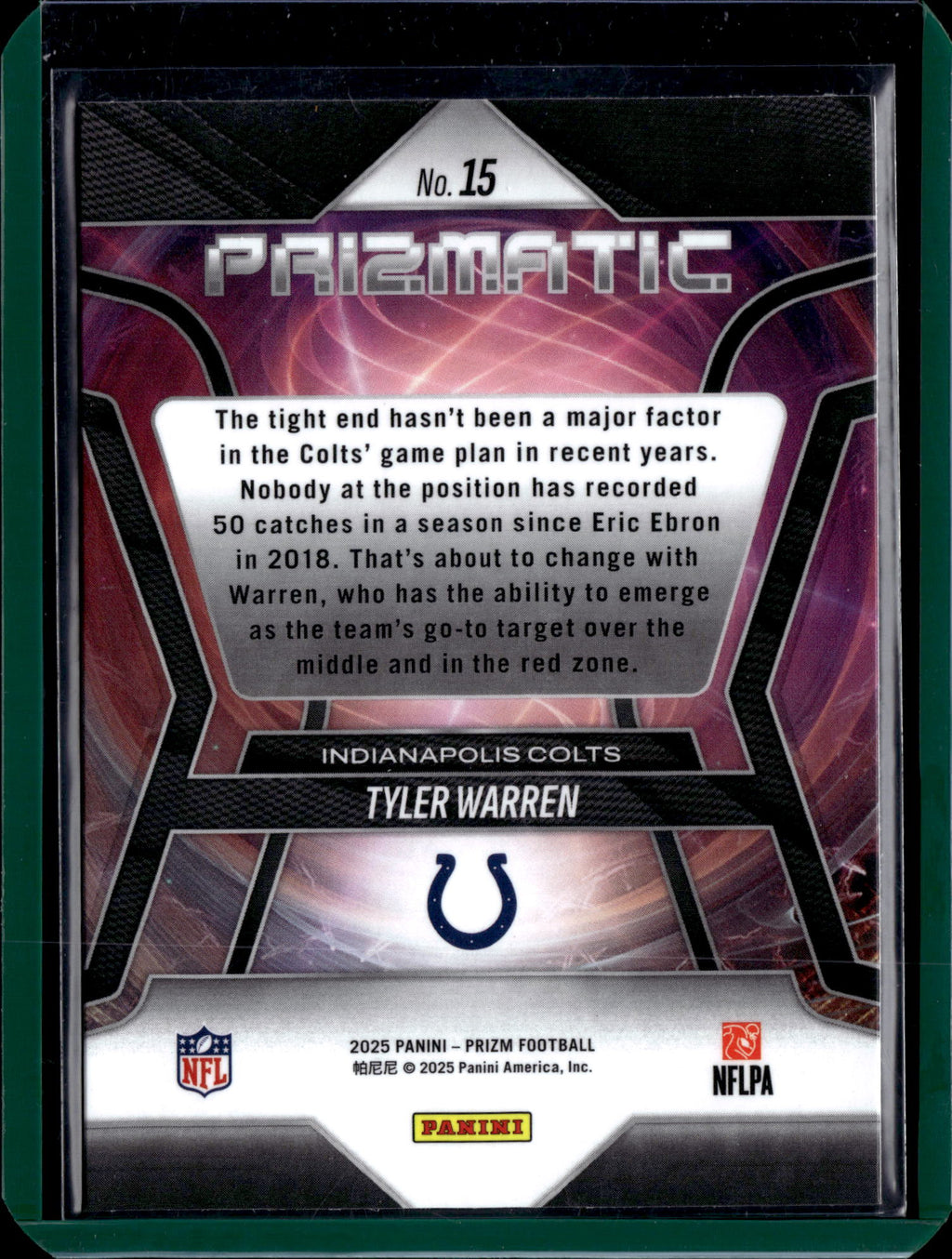 2025 Panini Prizm Prizmatic Tyler Warren #15 RC
