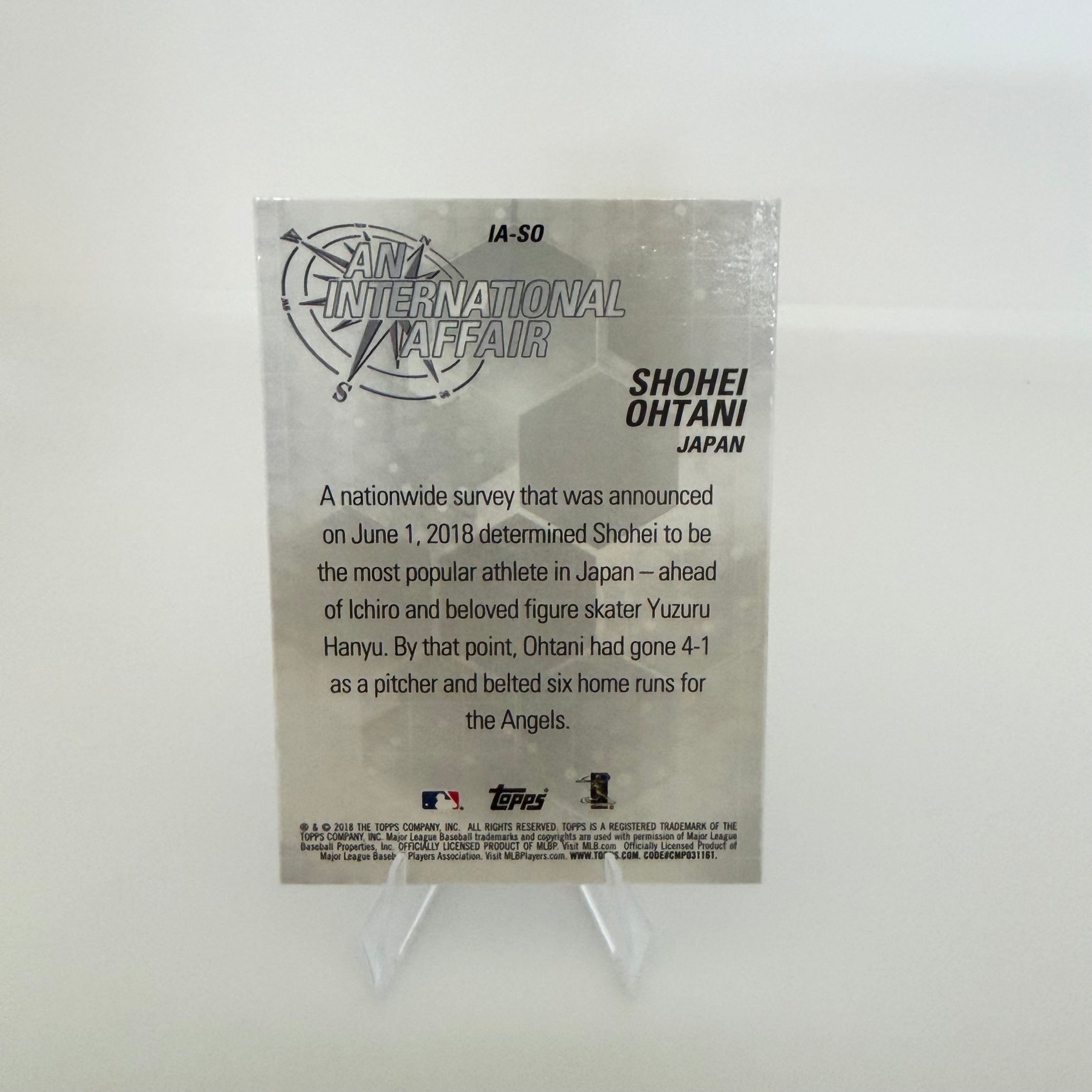 2018 Topps An International Affair Shohei Ohtani #IA-SO