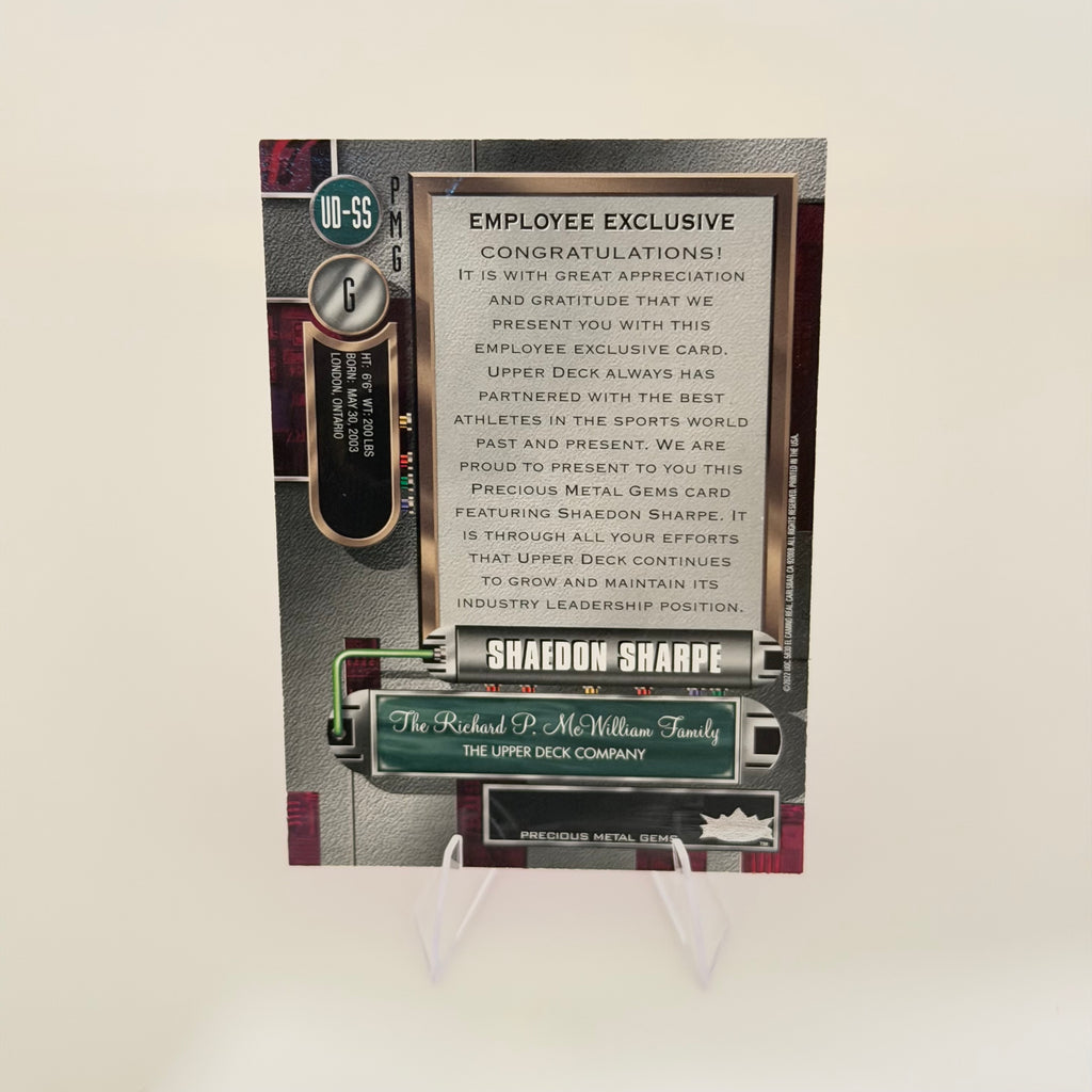 2022 Upper Deck SkyBox Metal Universe Precious MG Shaedon Sharpe #UD-SS Pink