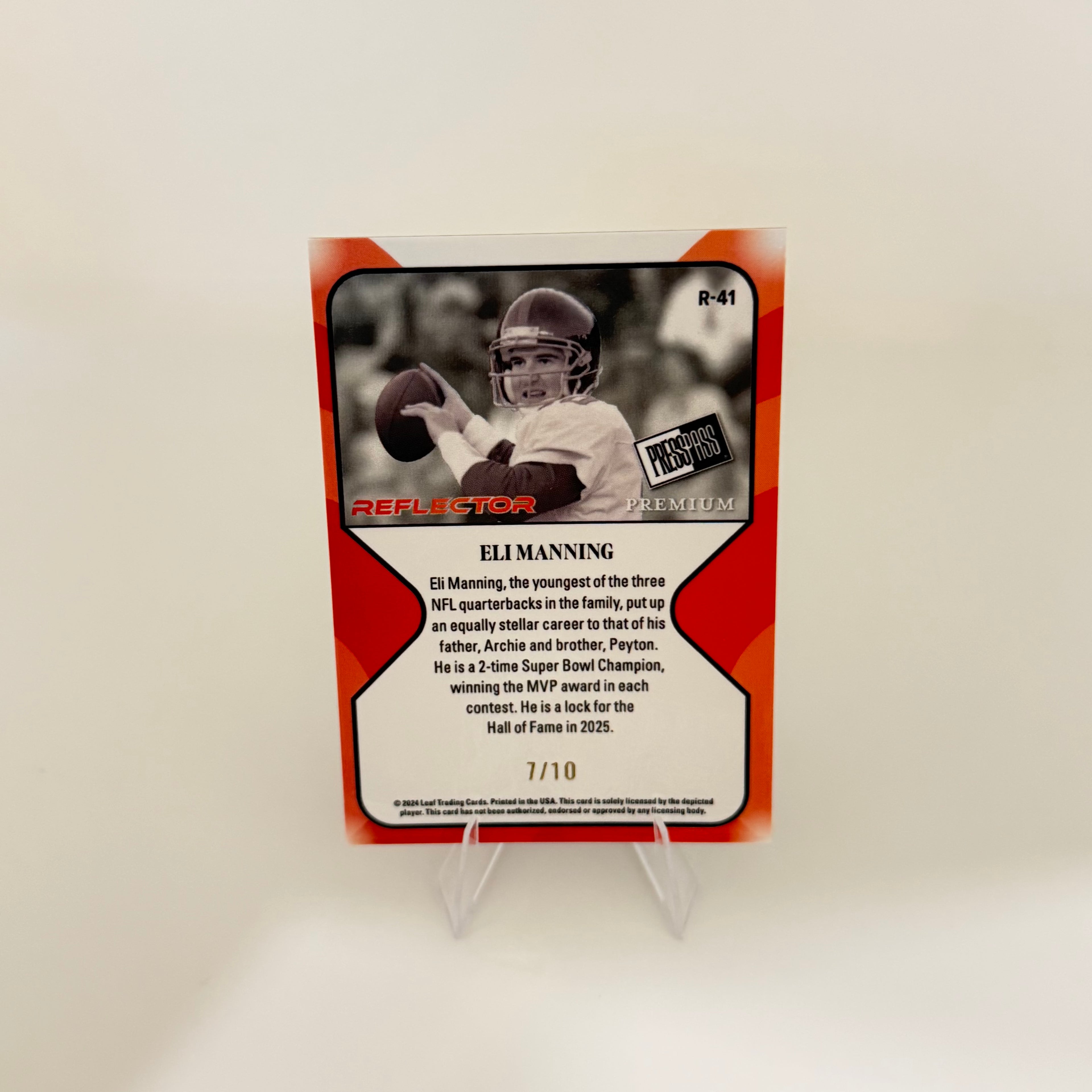 2025 Leaf Press Pass Premium Reflector Eli Manning #R-41 Red /10