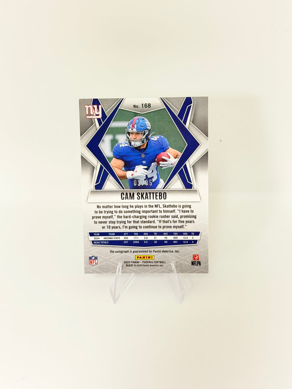 2024 Panini Phoenix Football Cam Skattebo #168 Snowflake RC