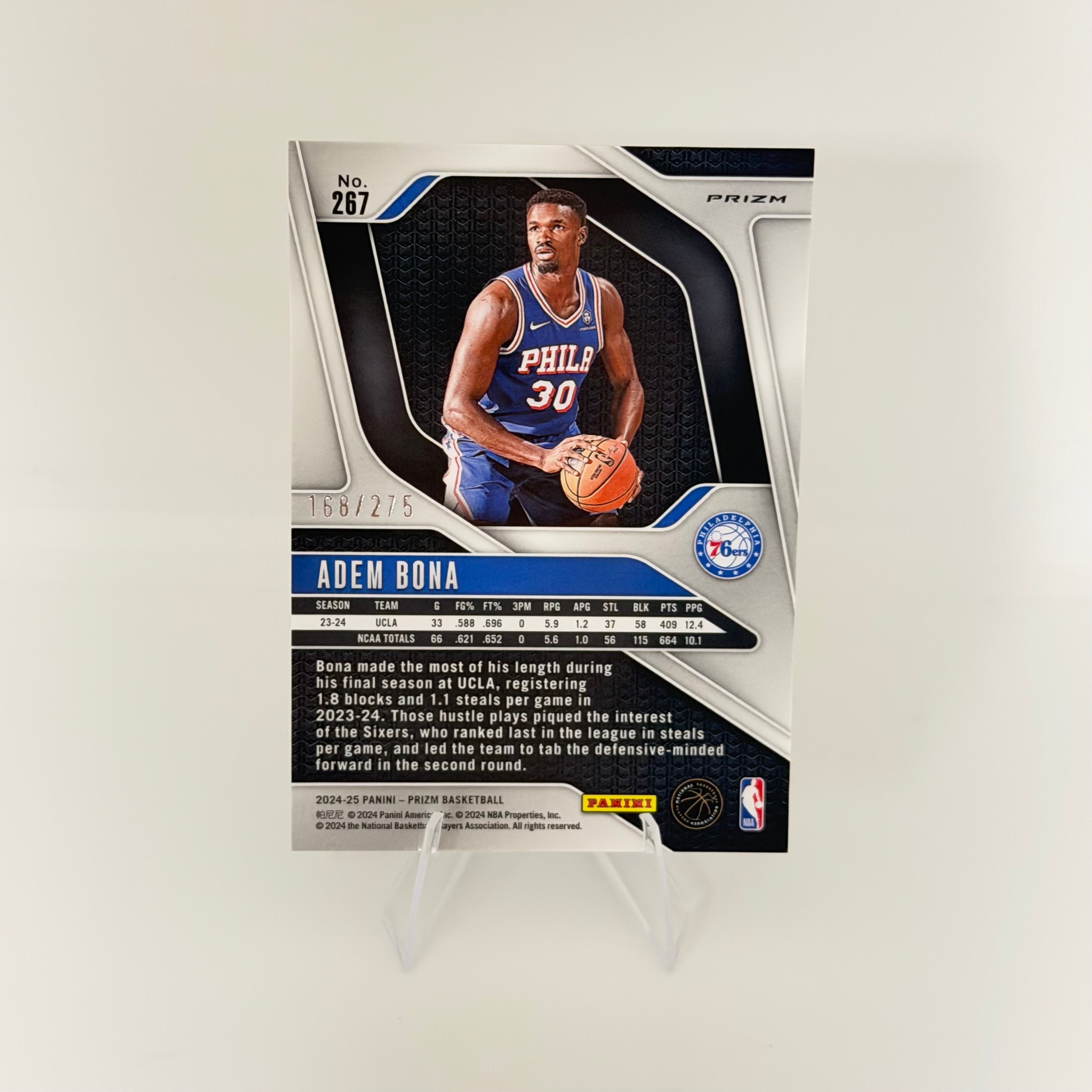 2023 Panini Prizm Adem Bona #267 White Sparkle /275 RC