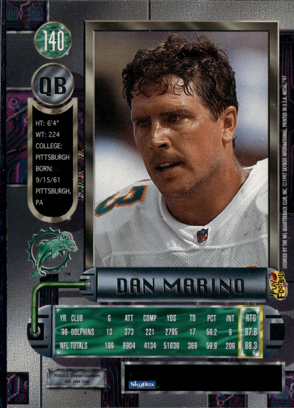 1997 SkyBox Metal Universe Dan Marino #140