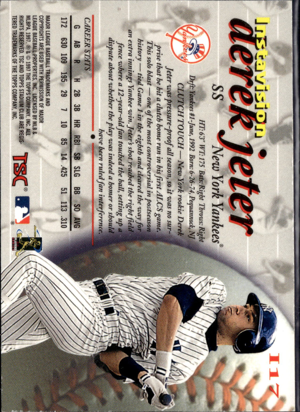 1997 Stadium Club Instavision Derek Jeter #I17