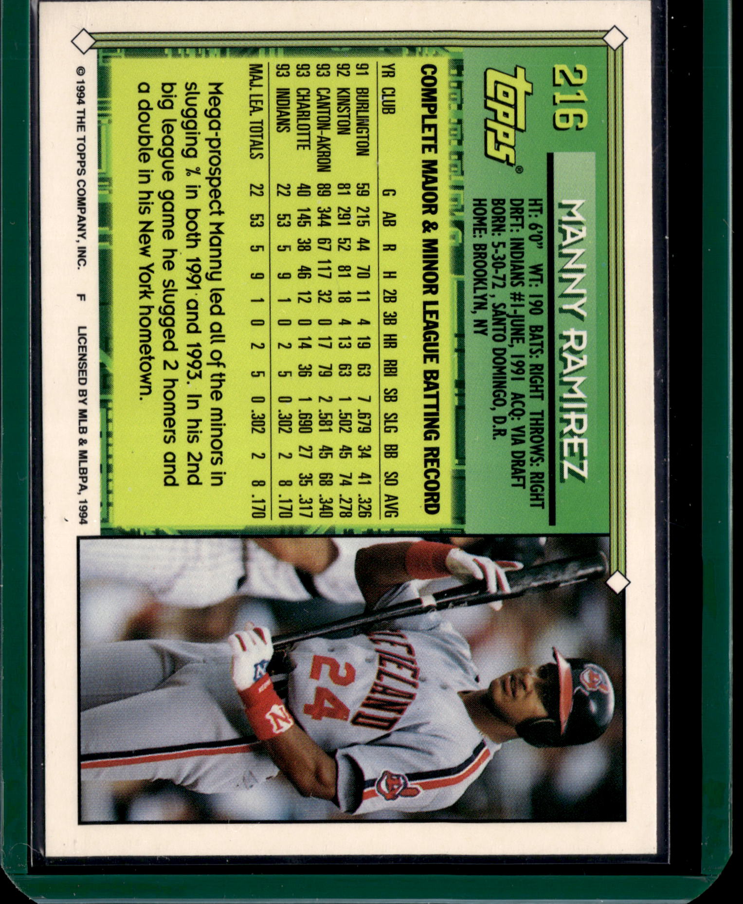 1994 Topps Manny Ramirez #216