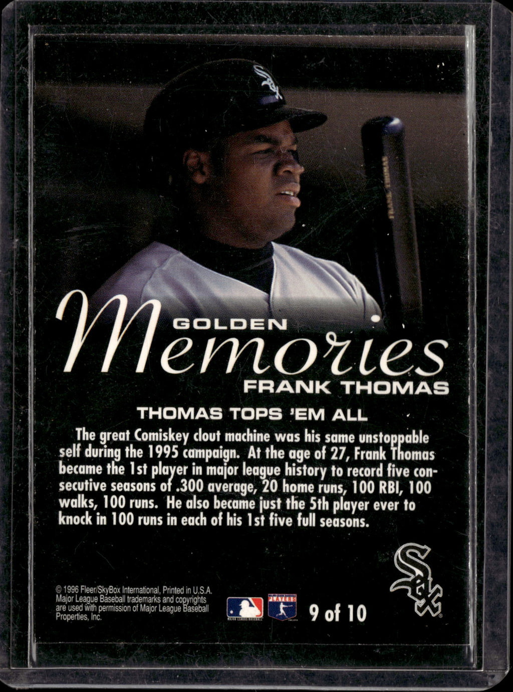1996 Fleer Golden Memories Frank Thomas #9 of 10