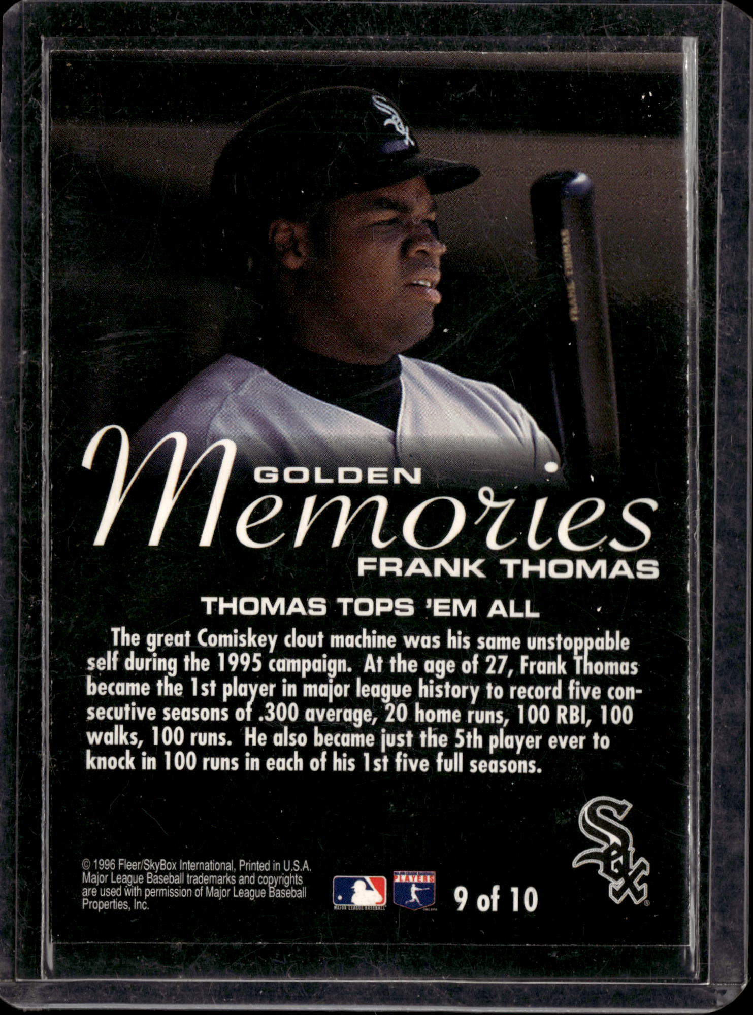 1996 Fleer Golden Memories Frank Thomas #9 of 10
