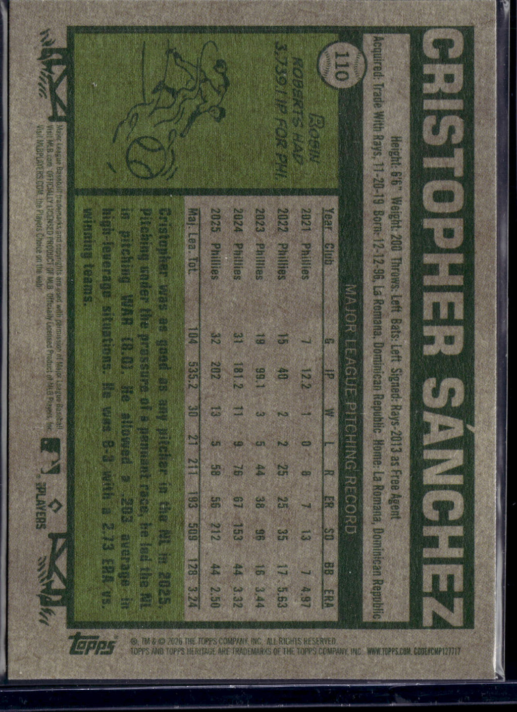 2025 Topps Heritage Cristopher Sánchez #110