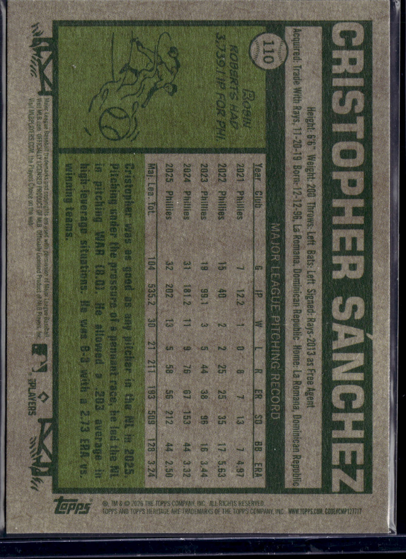 2025 Topps Heritage Cristopher Sánchez #110