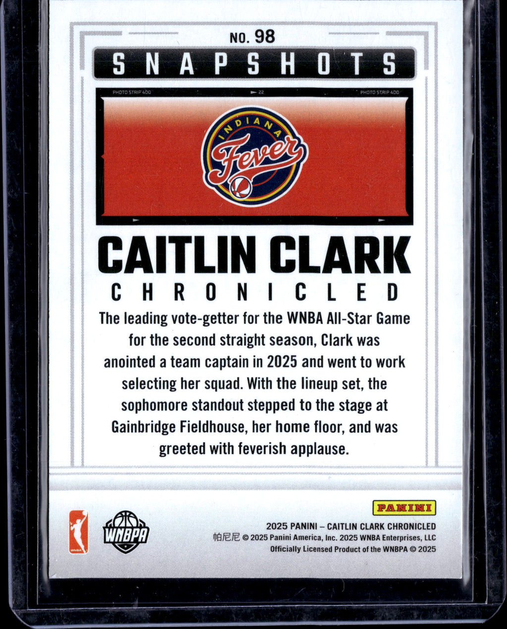 2025 Panini Caitlin Clark Chronicled Snapshots Caitlin Clark #98