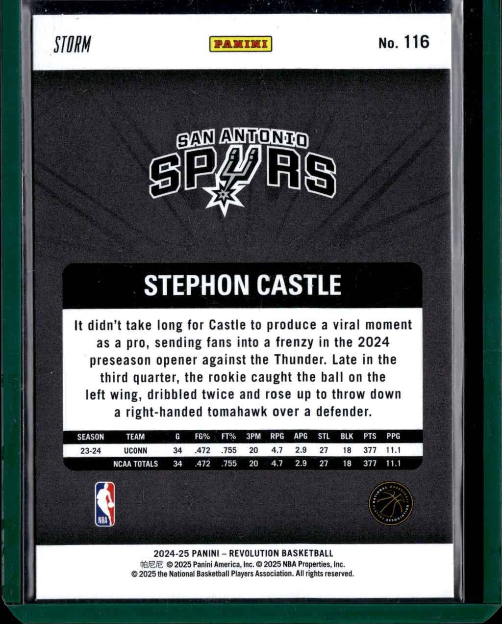 2024 Panini Revolution Storm Stephon Castle #116 RC