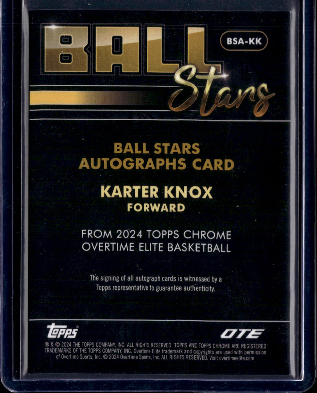 2024 Topps Chrome Overtime Elite Basketball Ball Stars Karter Knox #BSA-KK Gold