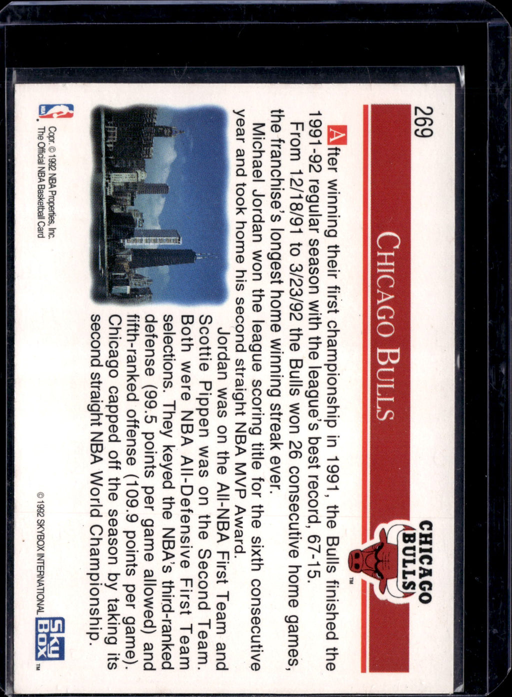 1991 SkyBox Hoops Stacey King Michael Jordan Horace Grant Scottie Pippen #269
