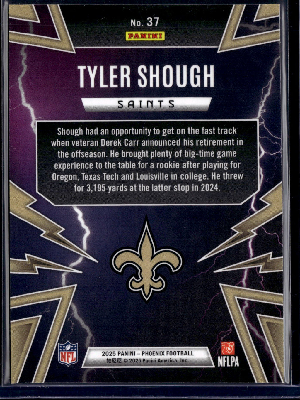 2025 Panini Phoenix Thunderbirds Tyler Shough #37 Purple RC