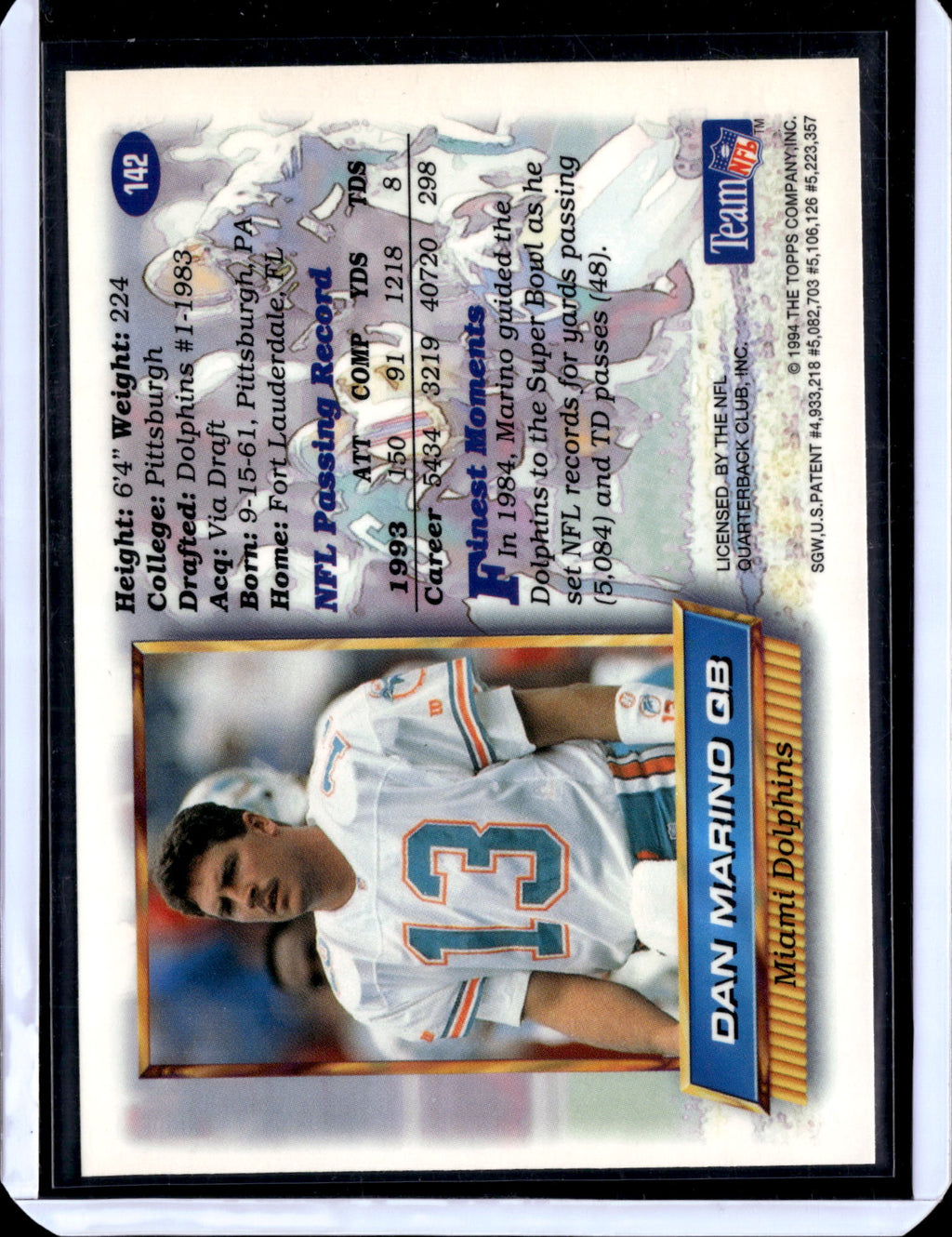 1994 Topps Finest Dan Marino #142