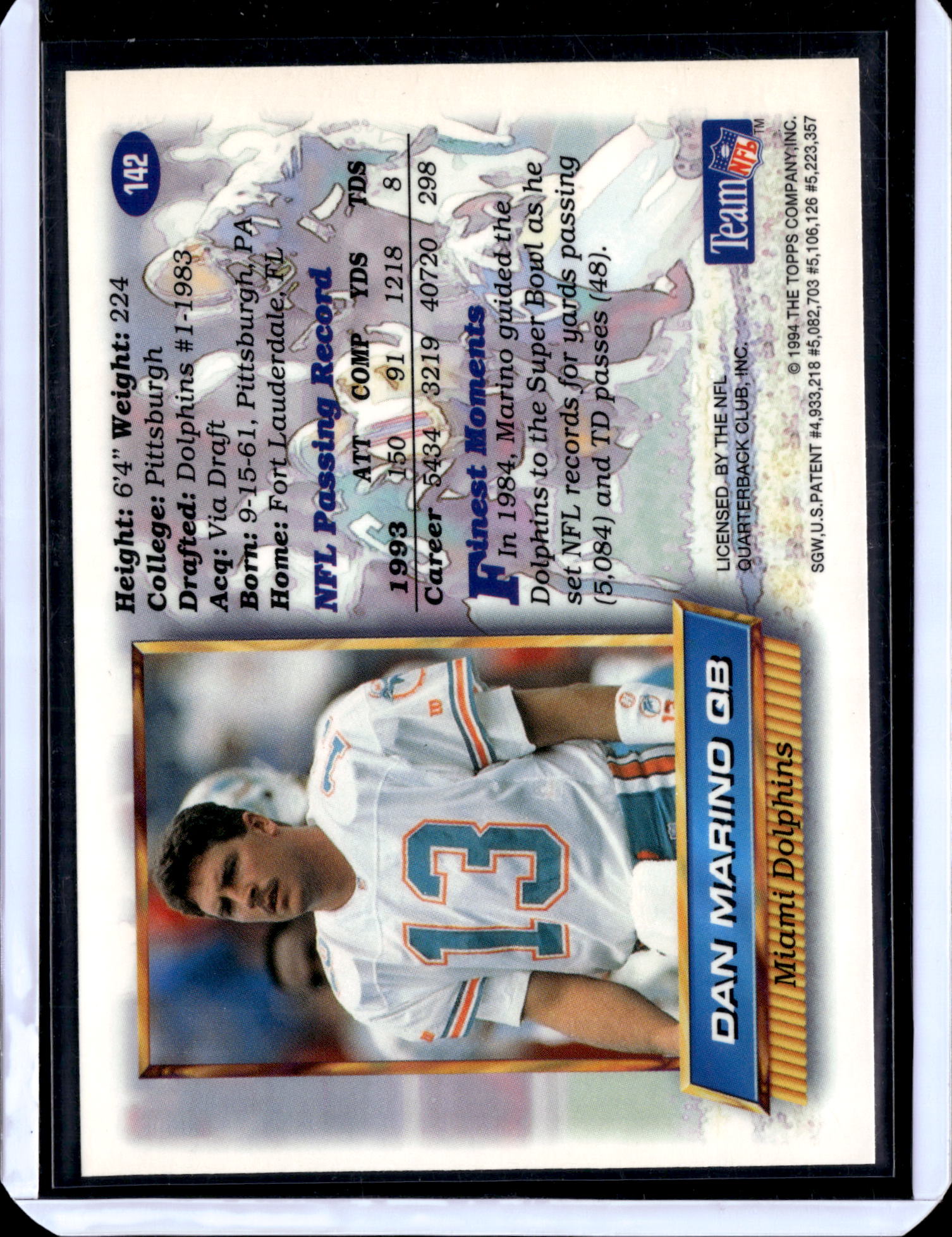 1994 Topps Finest Dan Marino #142