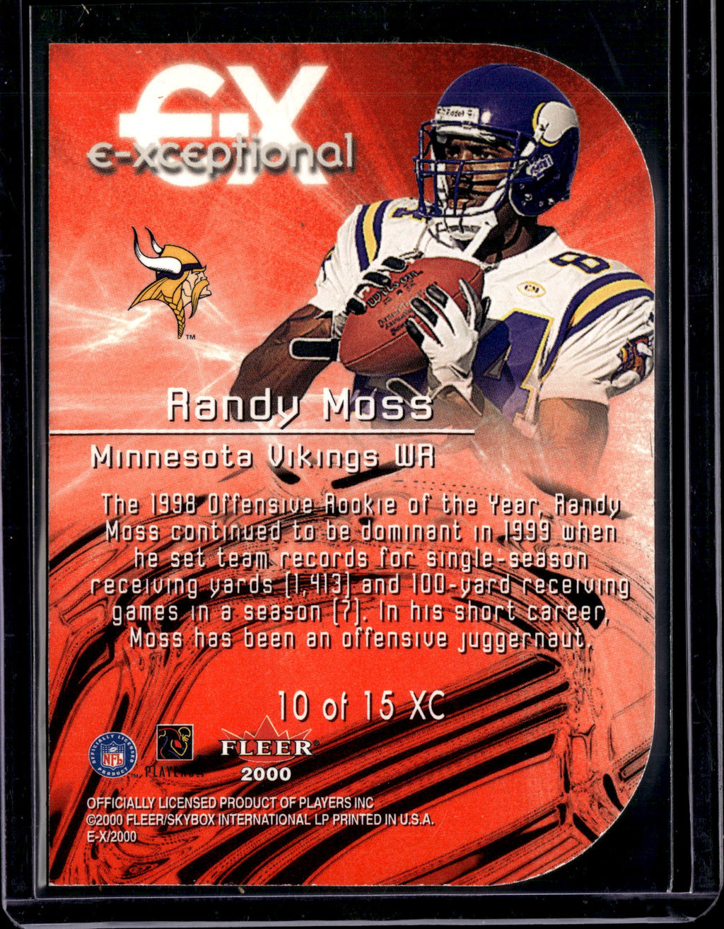 2000 Fleer E-X E-Xceptional Randy Moss #10 of 15 XC