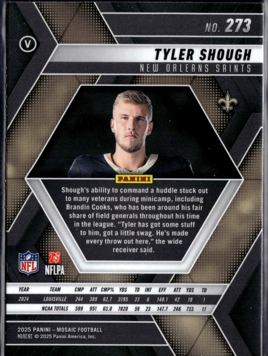 2025 Panini Mosaic Football Tyler Shough #273 RC