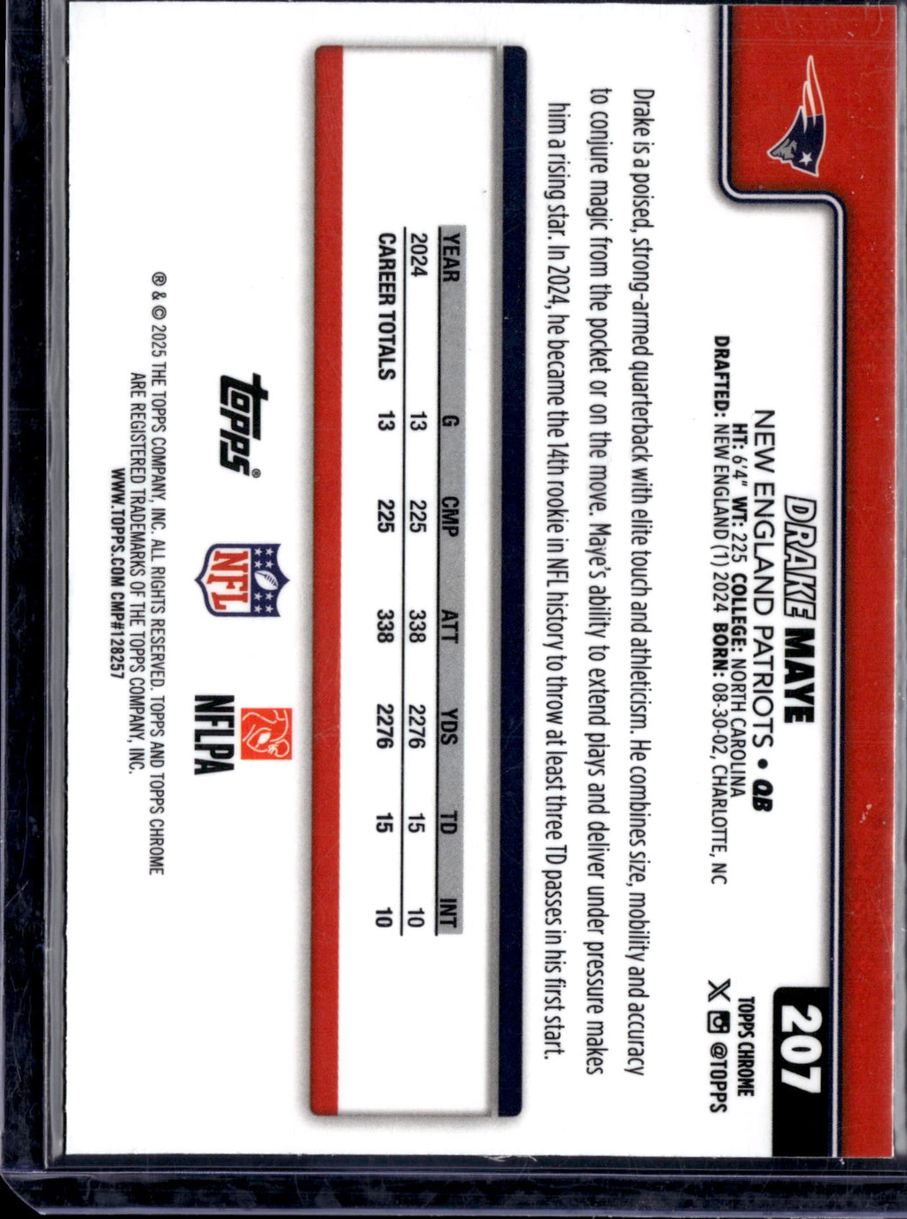 2025 Topps Chrome Drake Maye #207