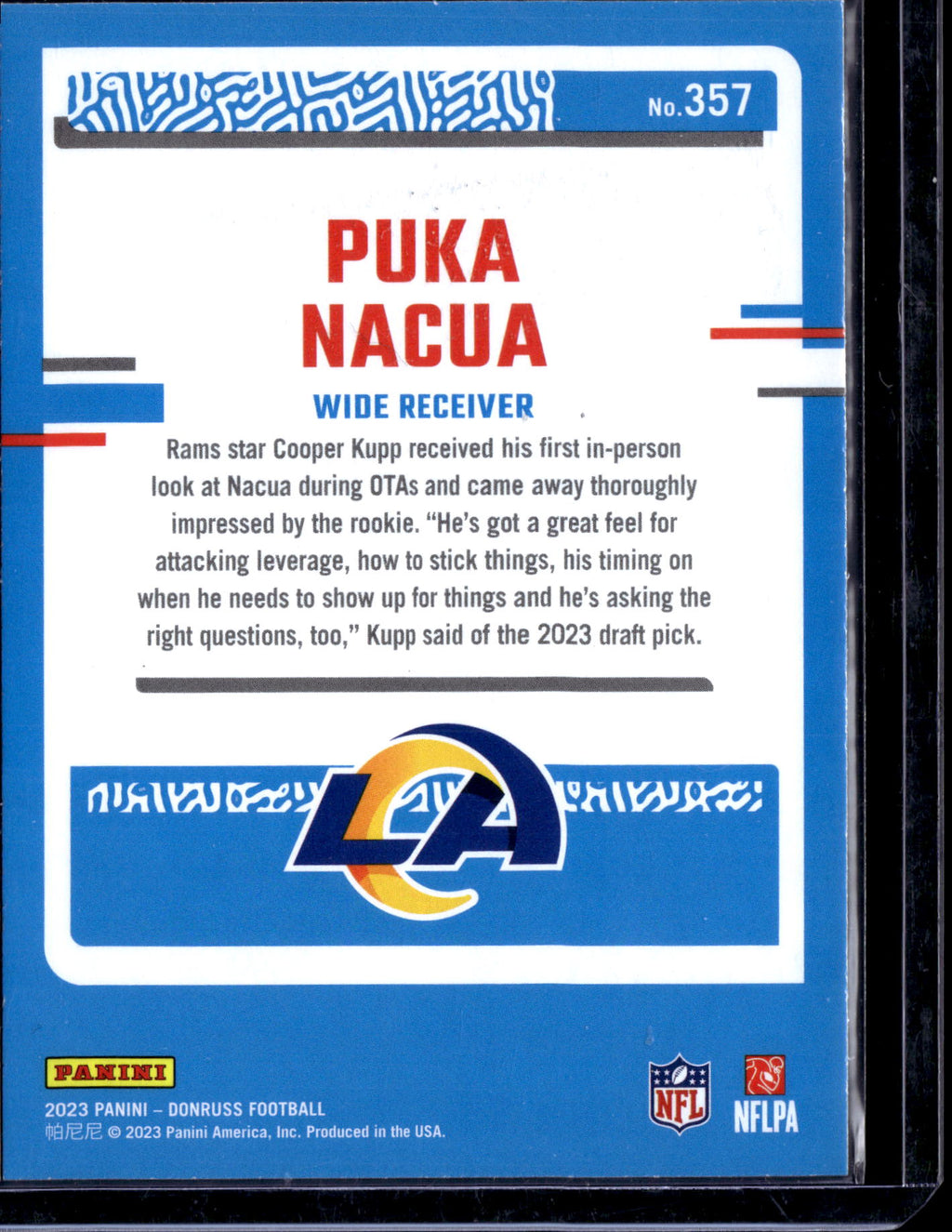 2023 Panini Donruss Football Puka Nacua #357 Press Proof Yellow