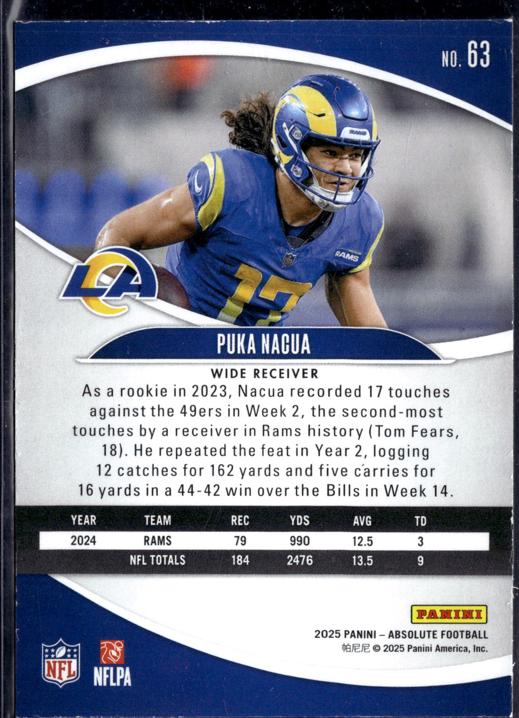 2025 Panini Absolute Football Puka Nacua #63