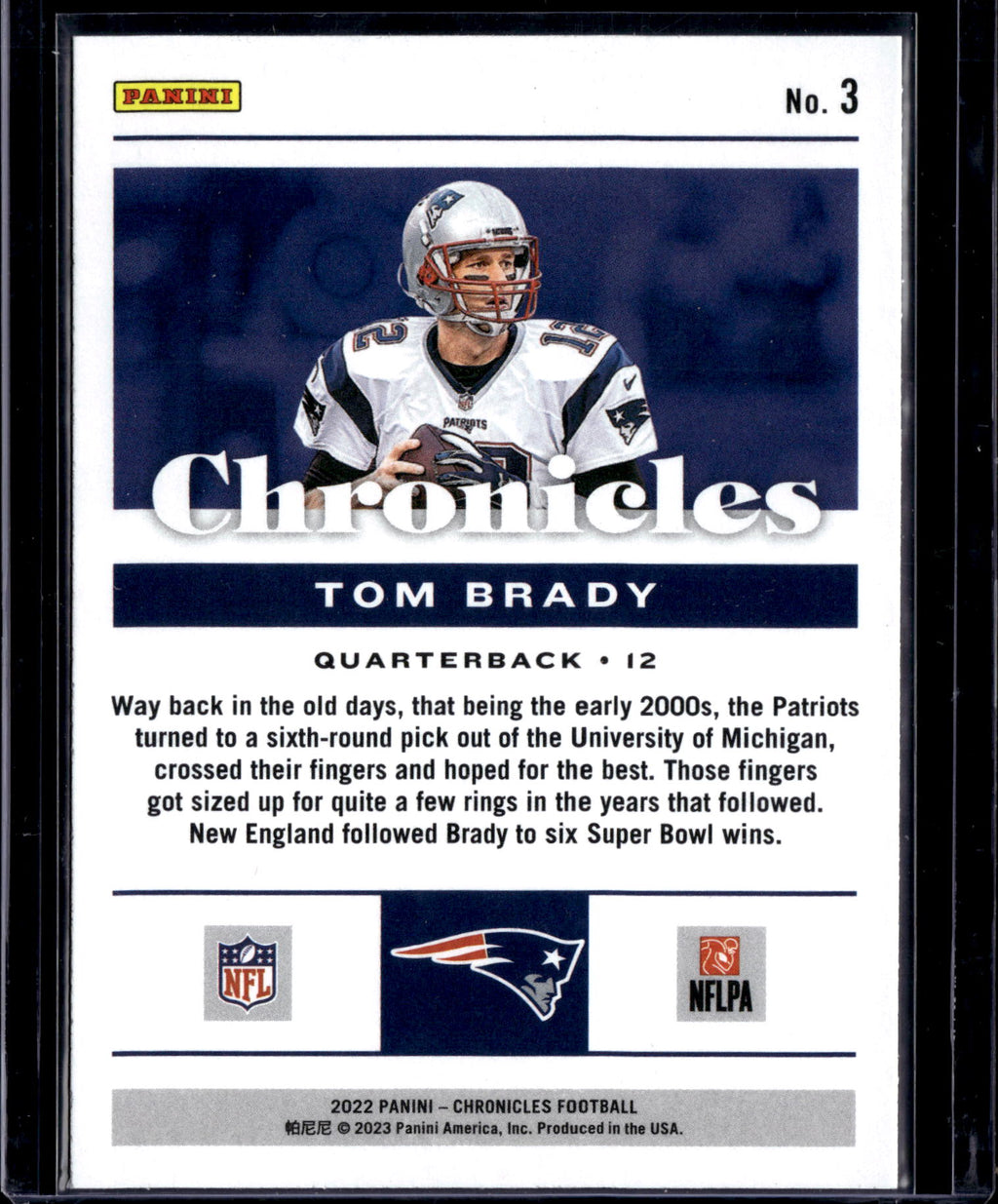 2023 Panini Chronicles Football Tom Brady #3