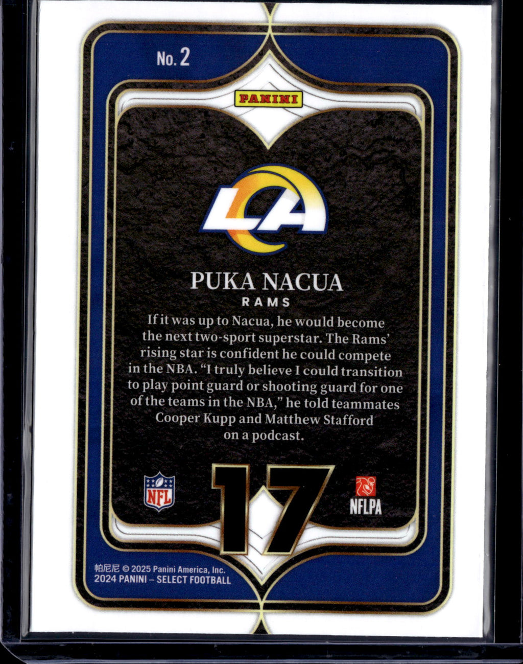 2025 Panini Select Numbers Puka Nacua #2