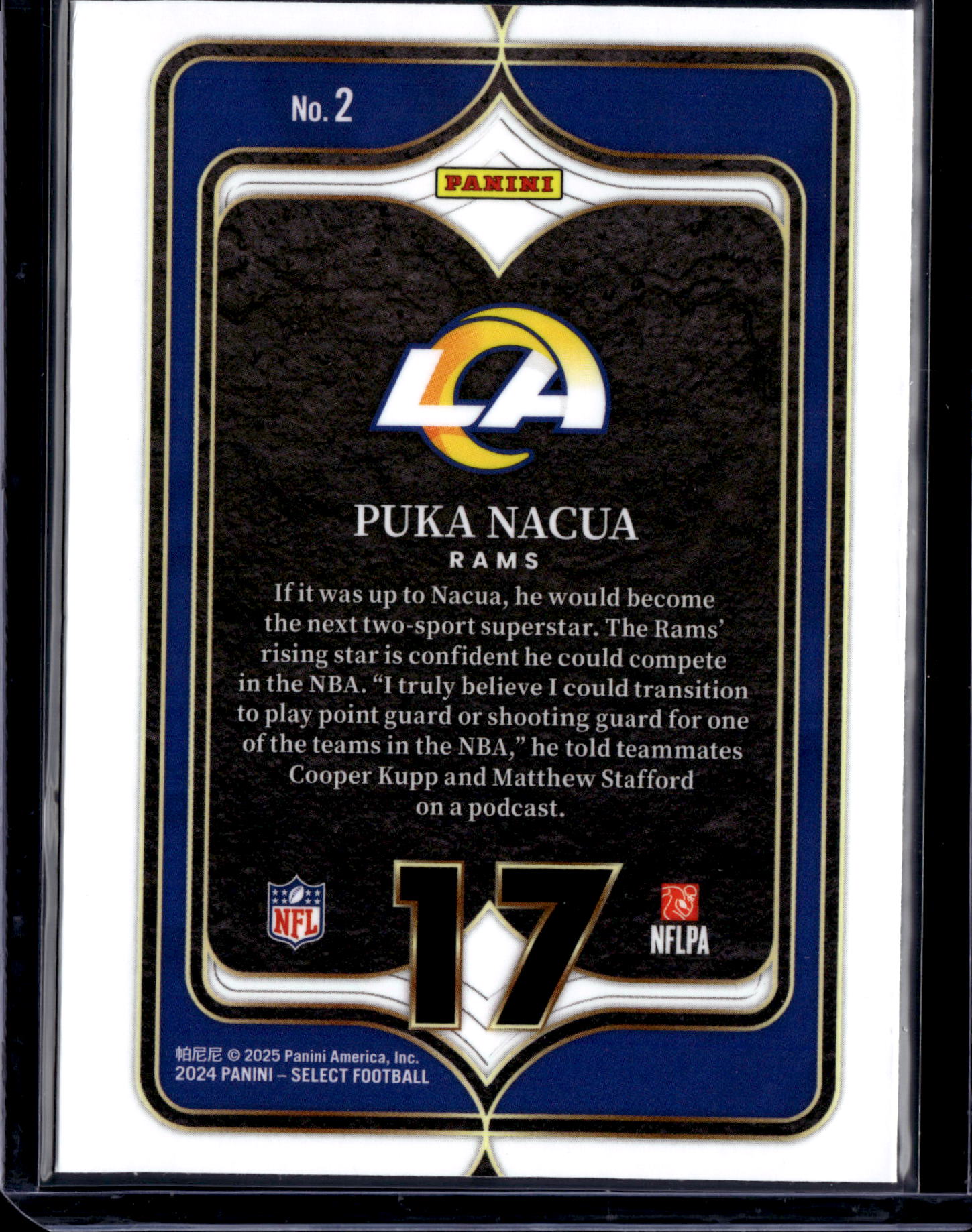 2025 Panini Select Numbers Puka Nacua #2