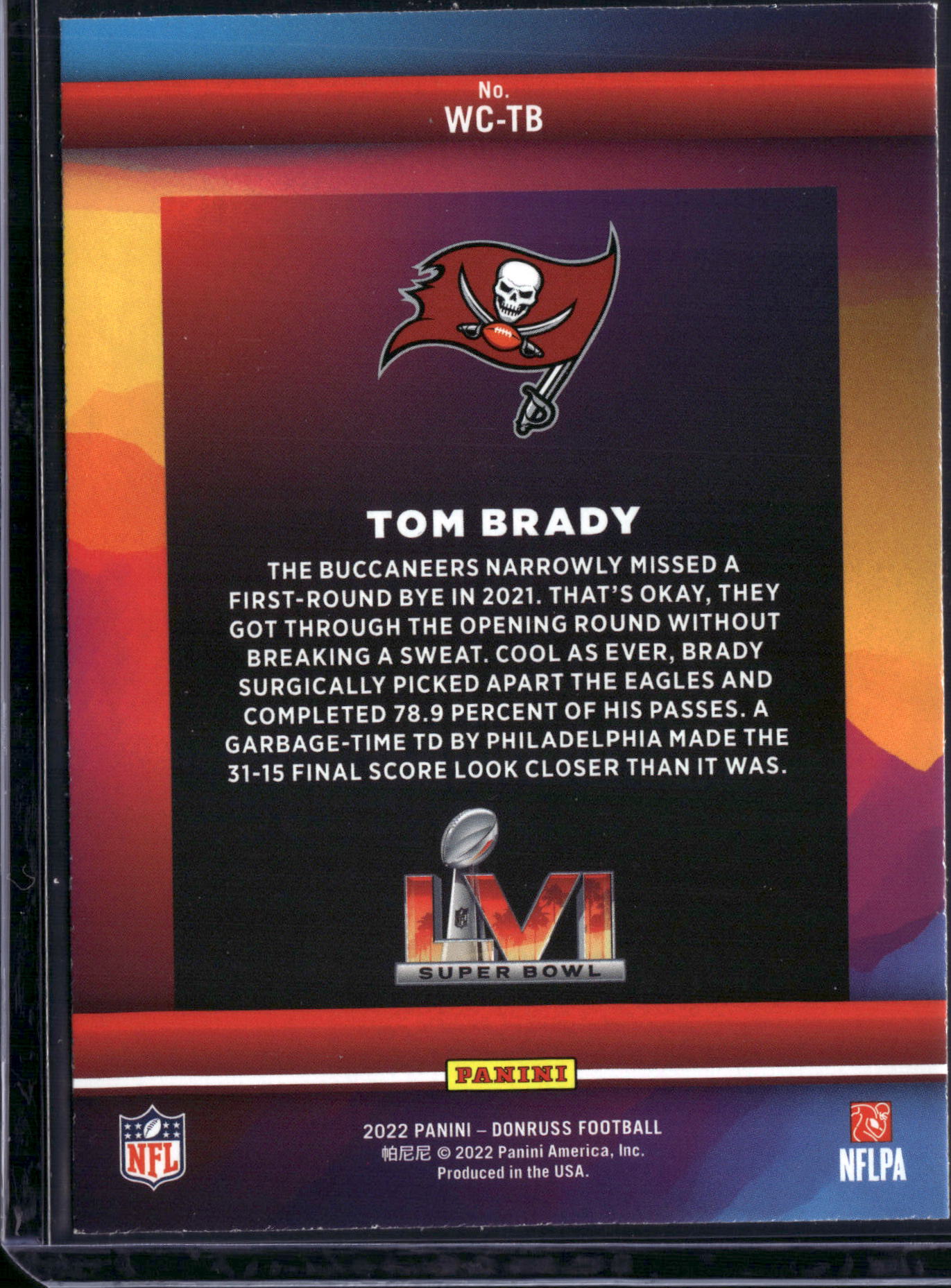 2022 Panini Donruss Road to the Super Bowl Tom Brady #WC-TB