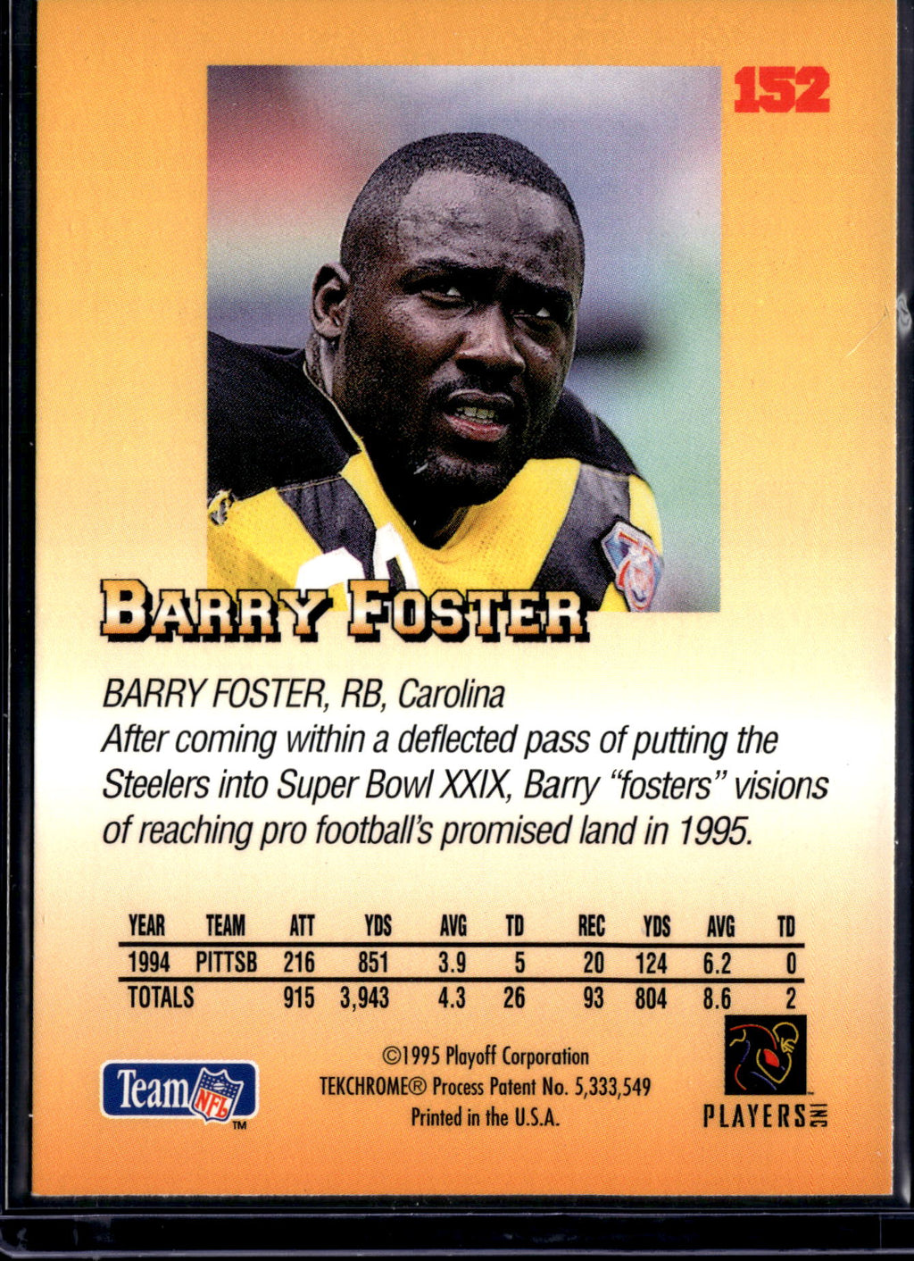 1995 Playoff Prime Barry Foster #152
