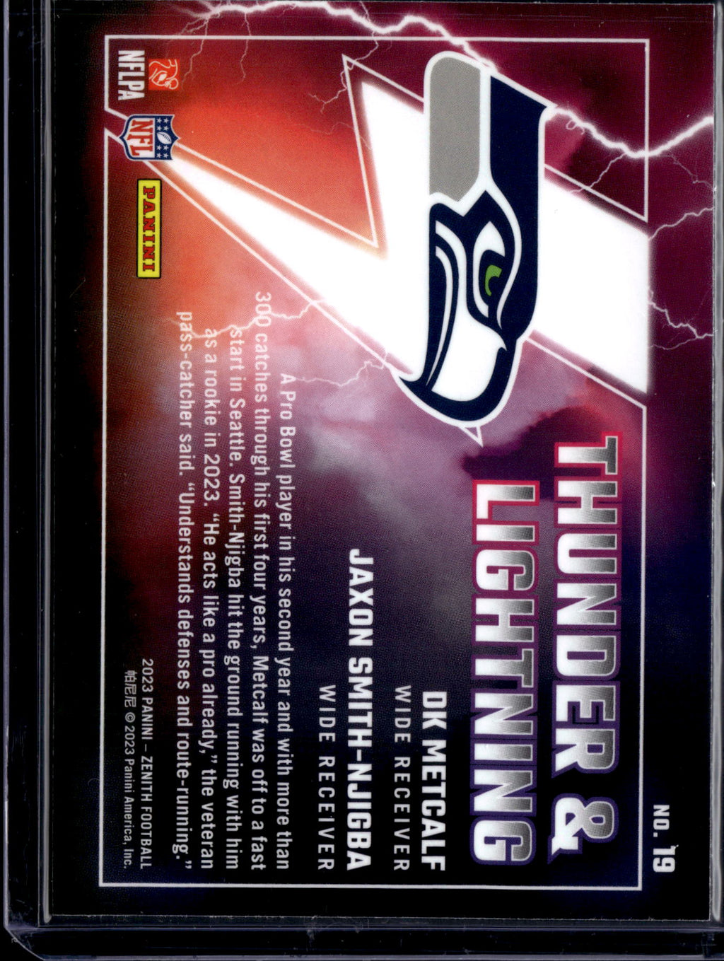 2023 Panini Zenith Football Thunder &Lightning DK Metcalf Jaxon Smith-Njigba #19