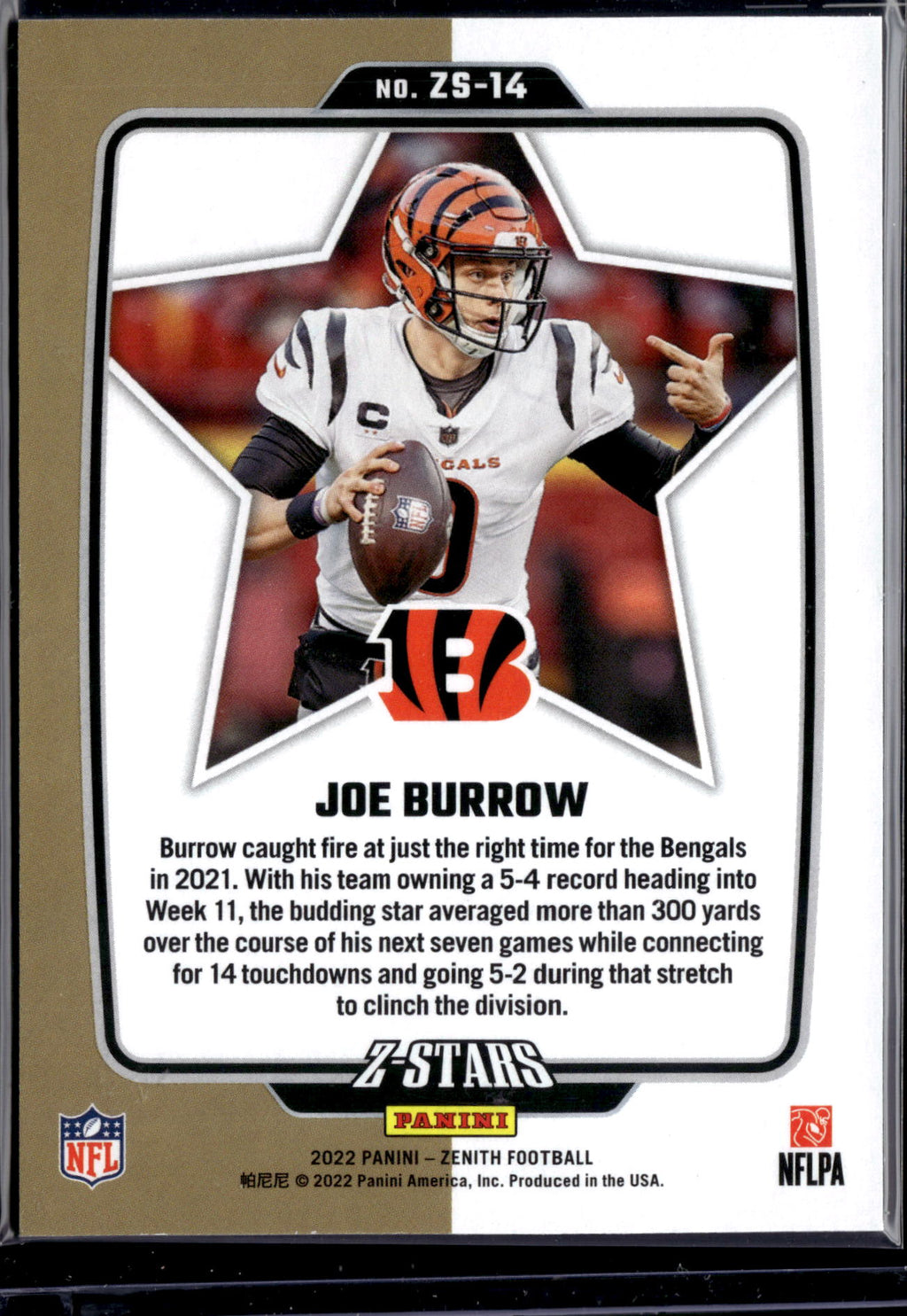 2022 Panini Zenith Z-Stars Joe Burrow #ZS-14