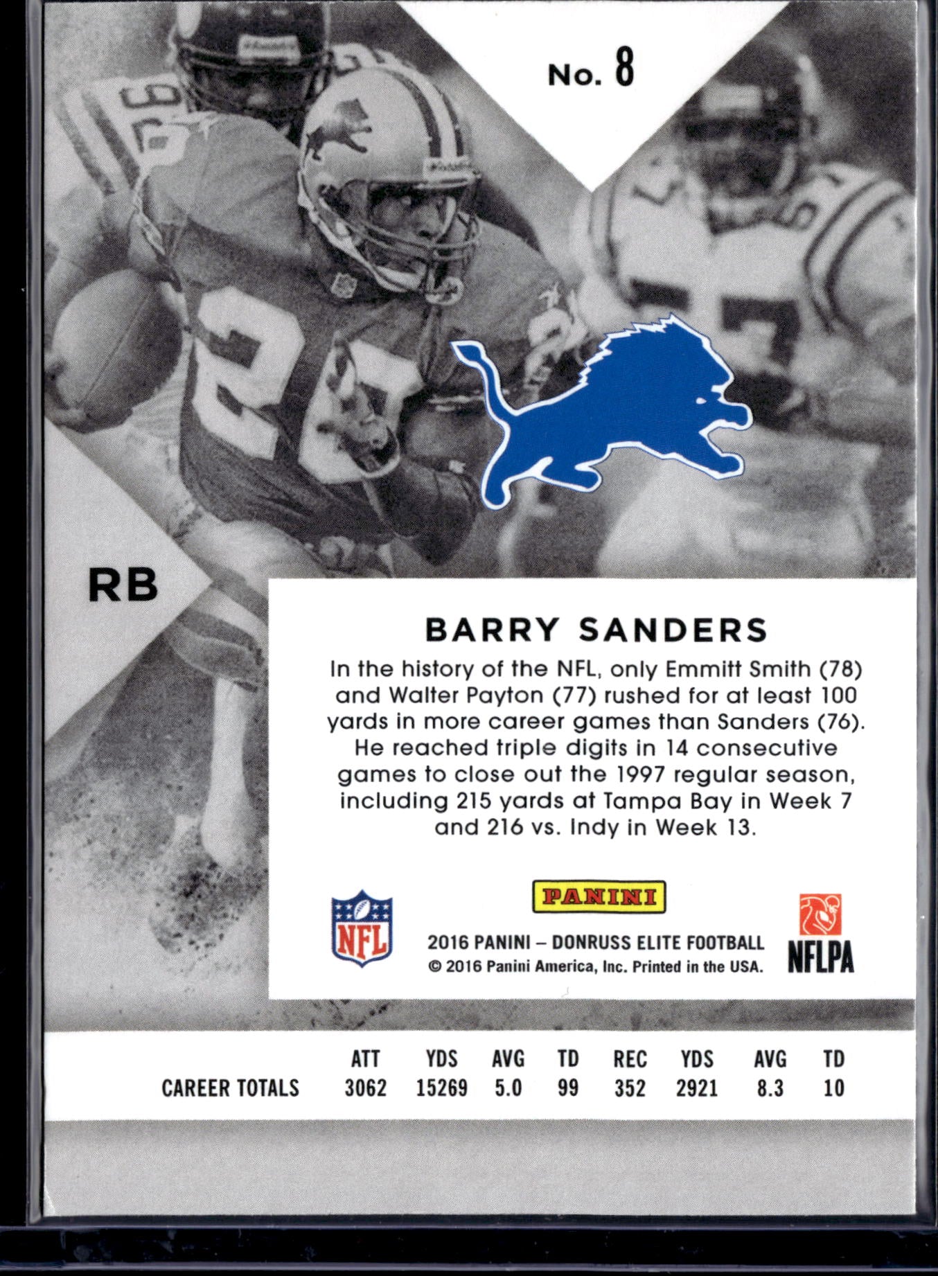 2016 Panini Donruss Elite Football Barry Sanders #8