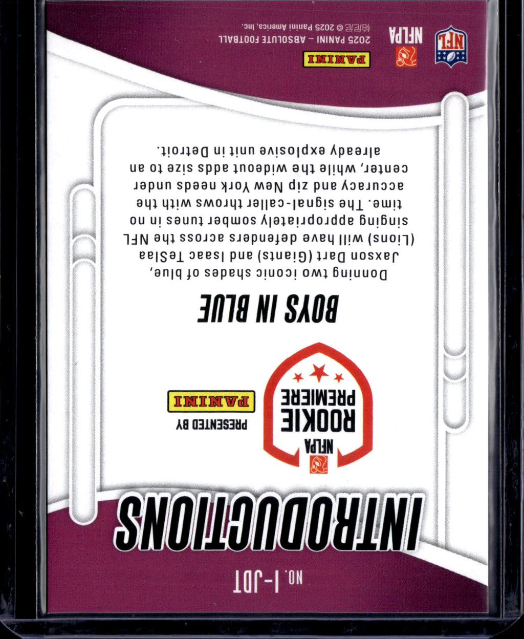 2025 Panini Absolute Football Introductions Isaac TeSlaa Jaxson Dart #I-JDT RC