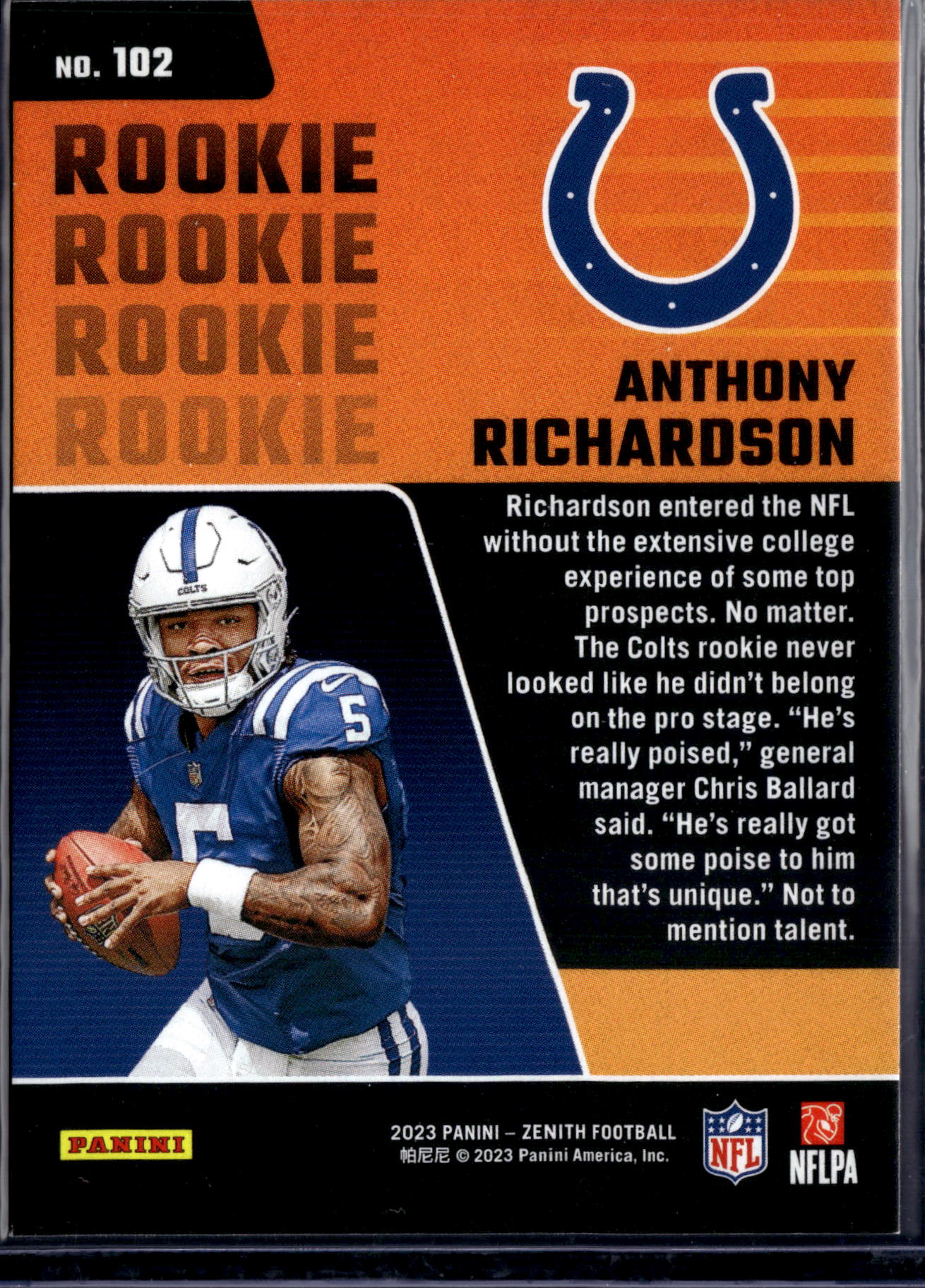2023 Panini Zenith Football Anthony Richardson #102 RC