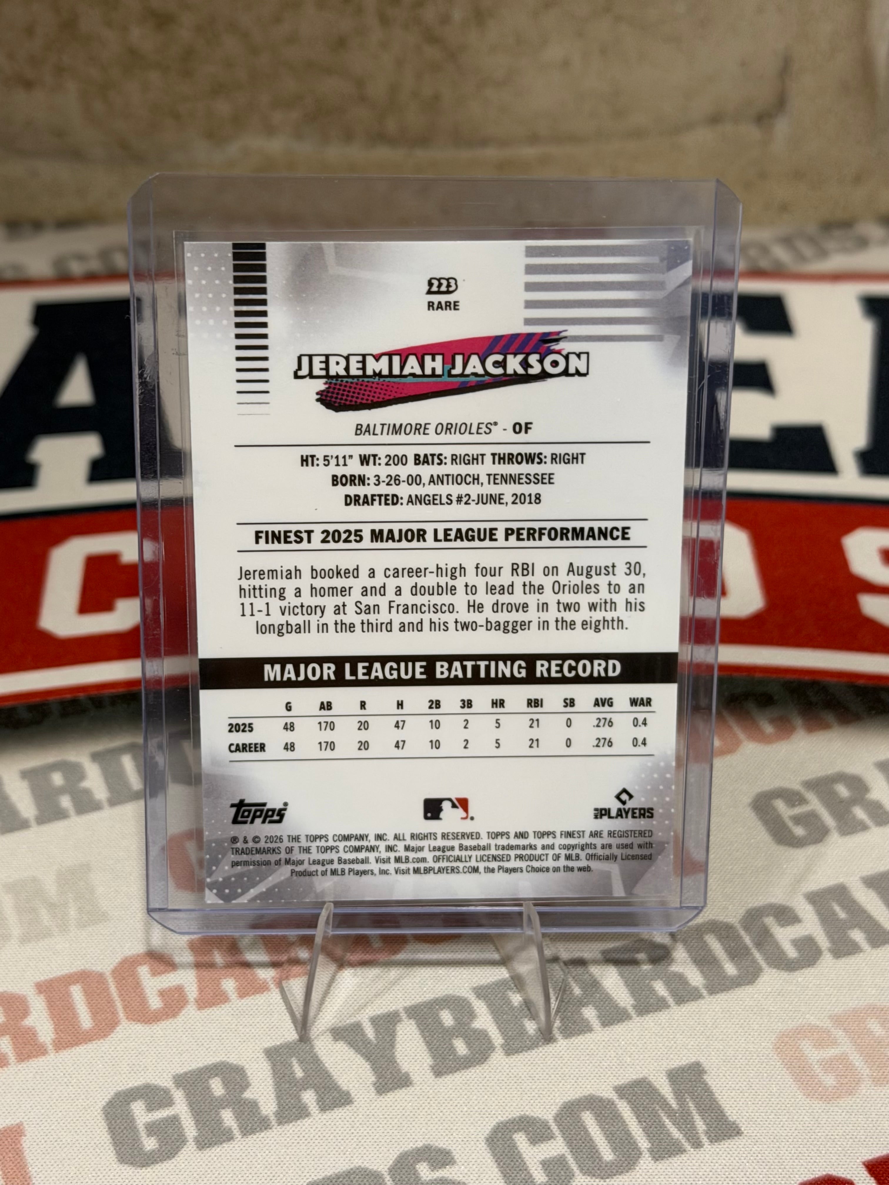 2025 Topps Finest Jeremiah Jackson #223 Blue Speckle Refractor /150 RC