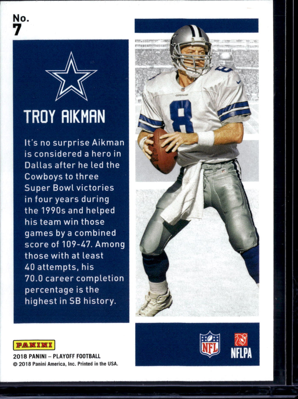 2018 Panini Playoff Playoff Heroes Troy Aikman #7